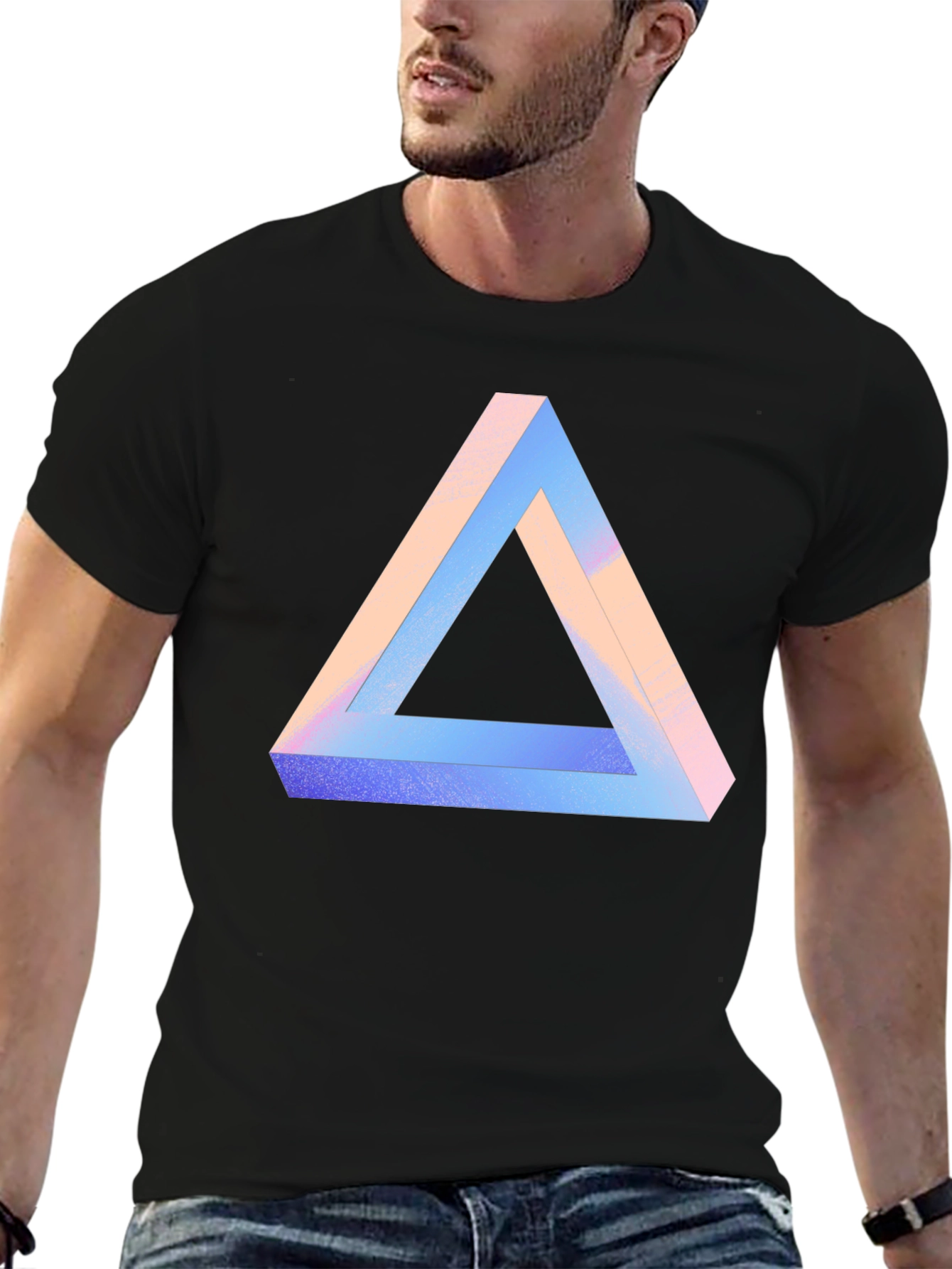 Impossible Triangle Graphic Tee - Modern Optical Illusion Shirt