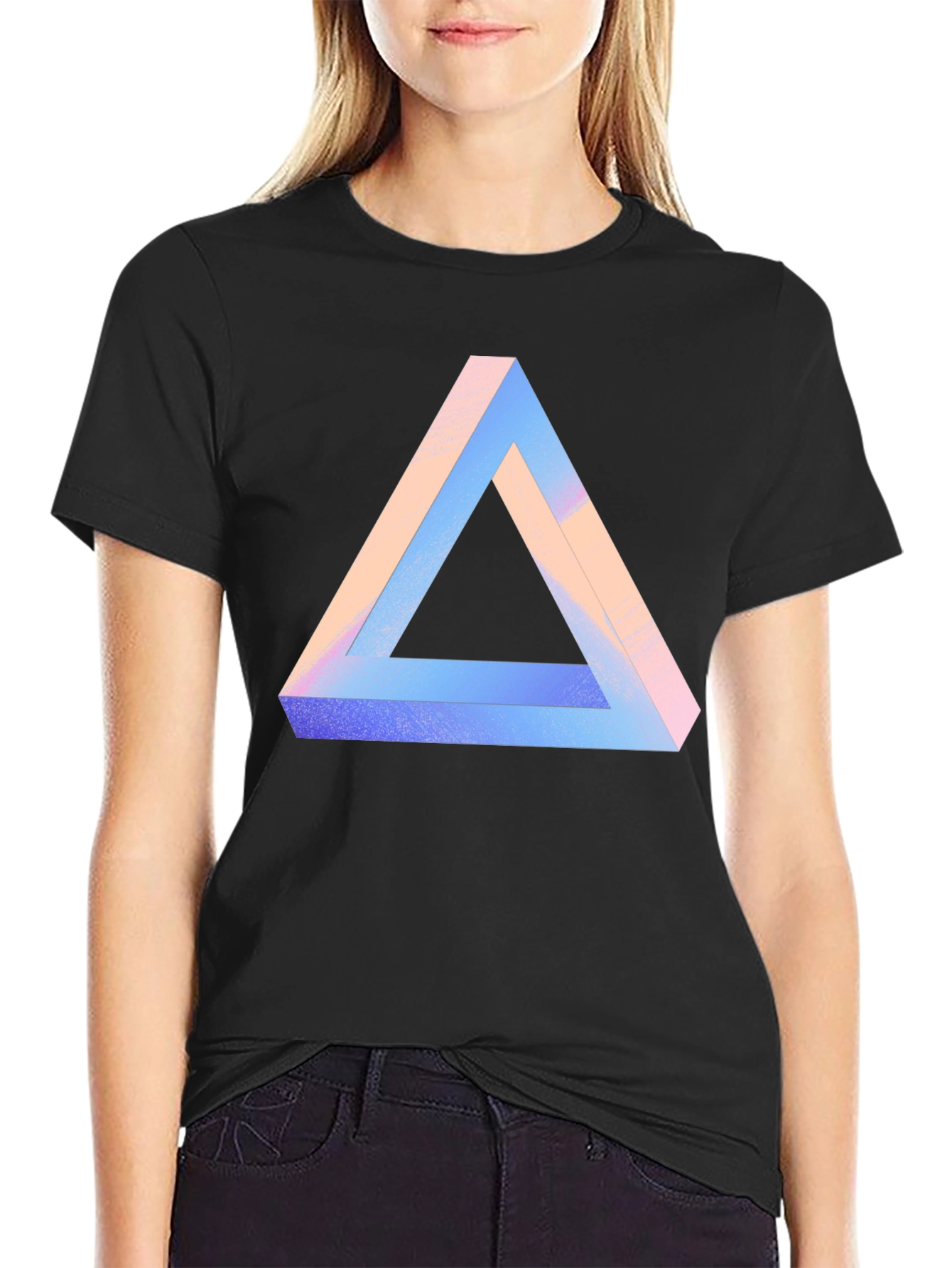 Impossible Triangle Graphic Tee - Modern Optical Illusion Shirt