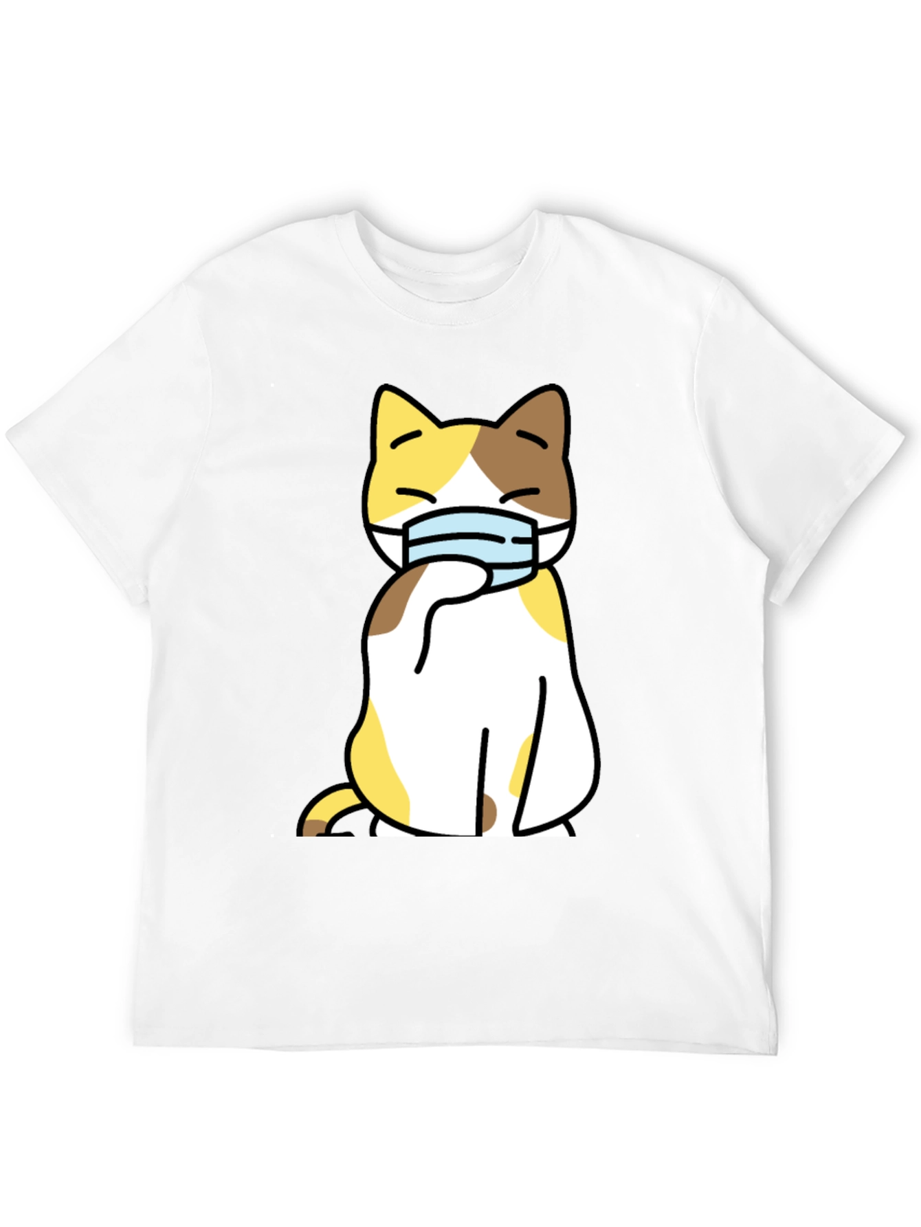 Cat Wearing Mask Graphic Tee - Stylish Black T-Shirt