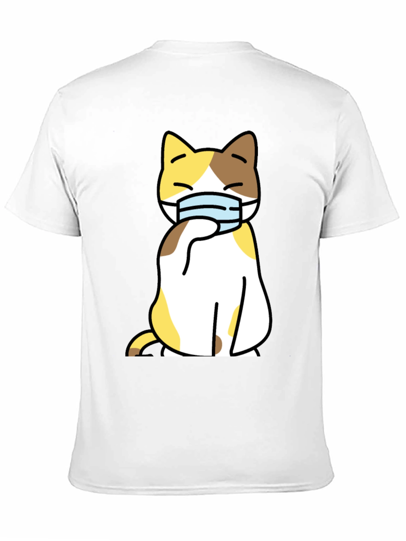 Cat Wearing Mask Graphic Tee - Stylish Black T-Shirt