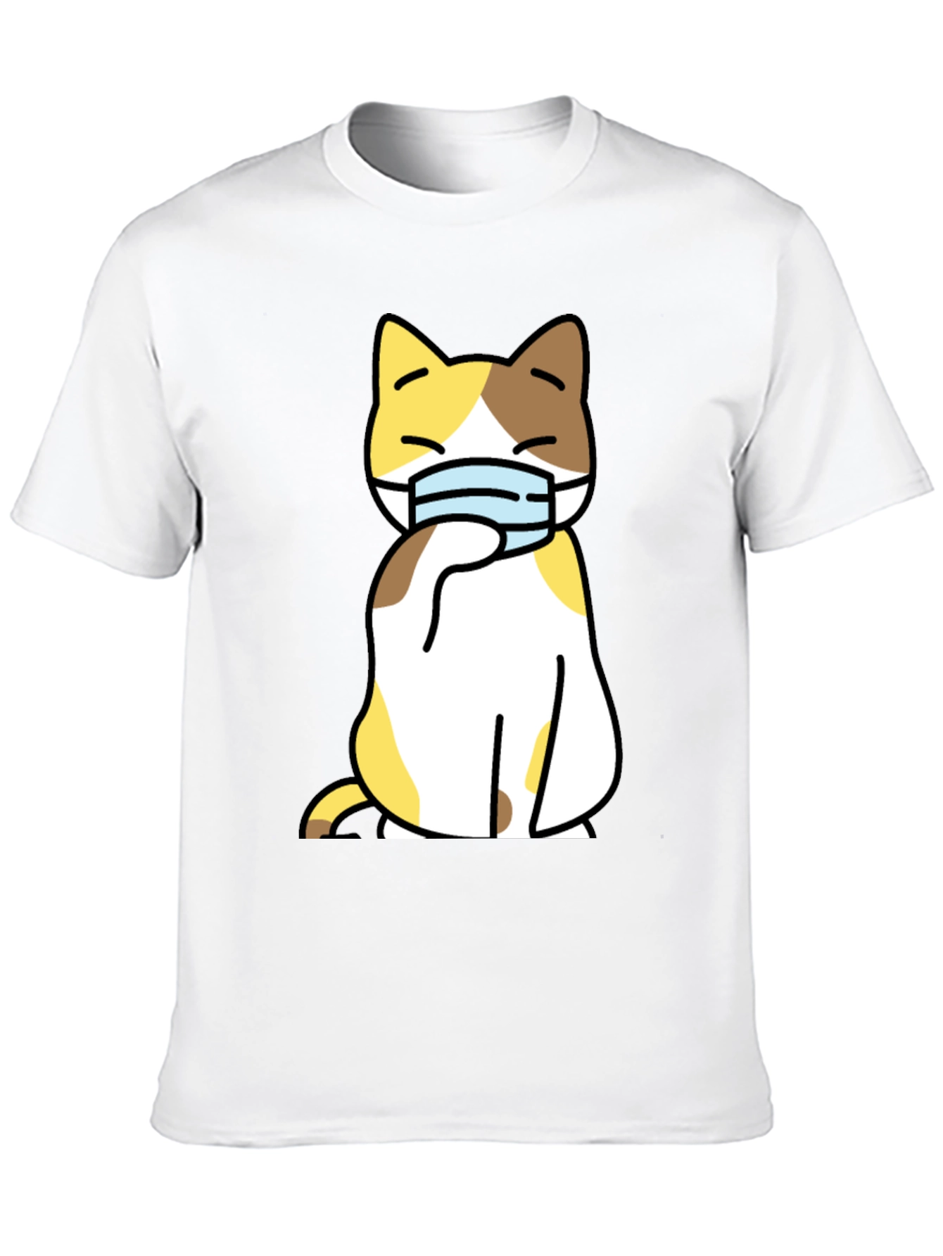 Cat Wearing Mask Graphic Tee - Stylish Black T-Shirt