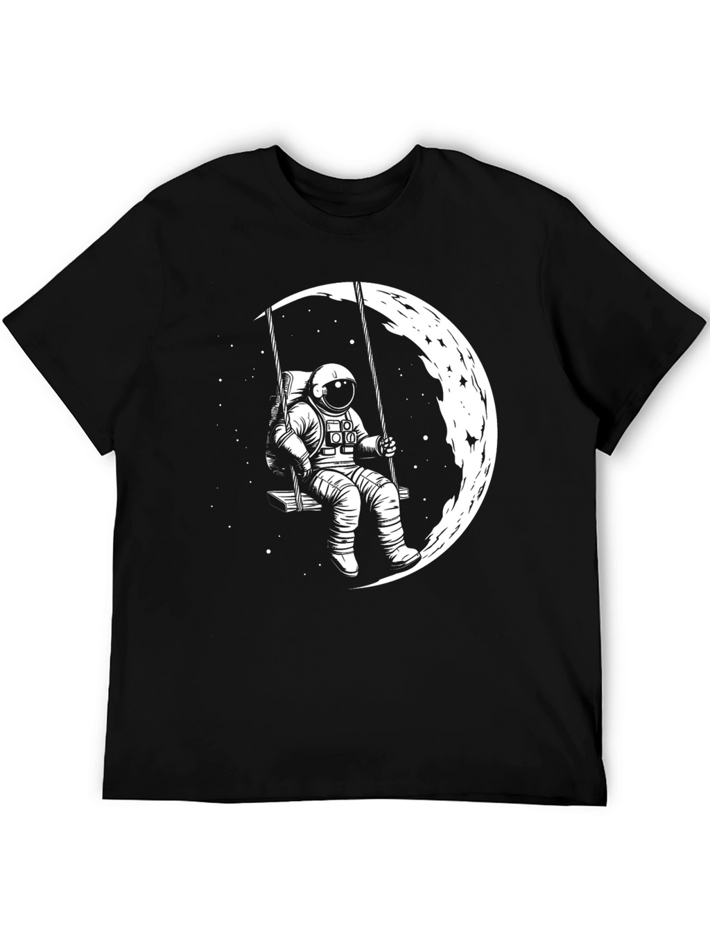 Astronaut Moon Swing Black T-Shirt
