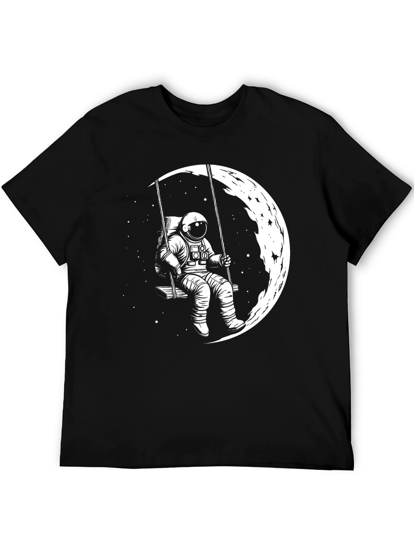 Astronaut Moon Swing Black T-Shirt