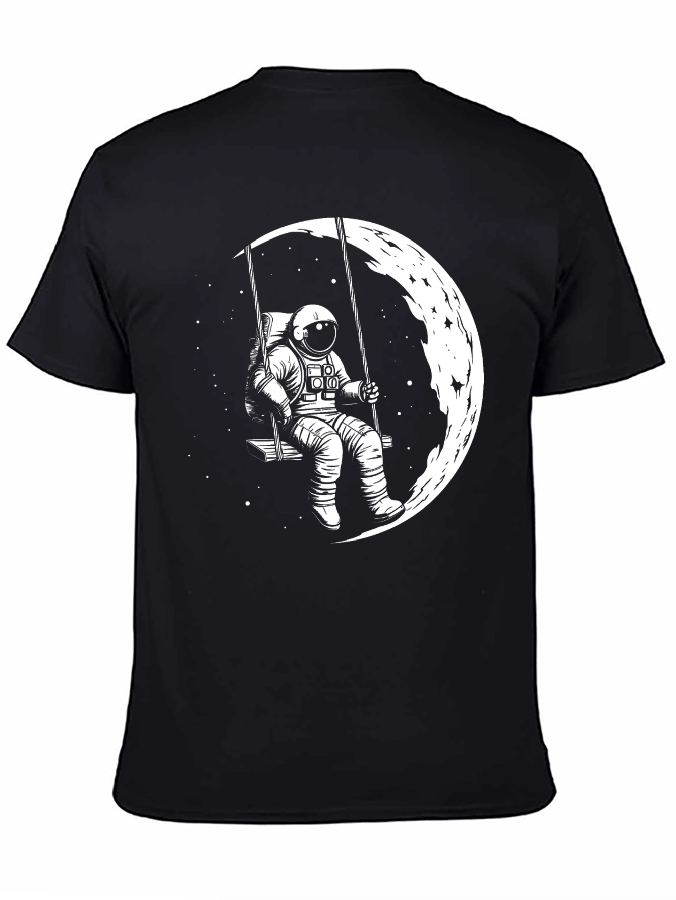 Astronaut Moon Swing Black T-Shirt