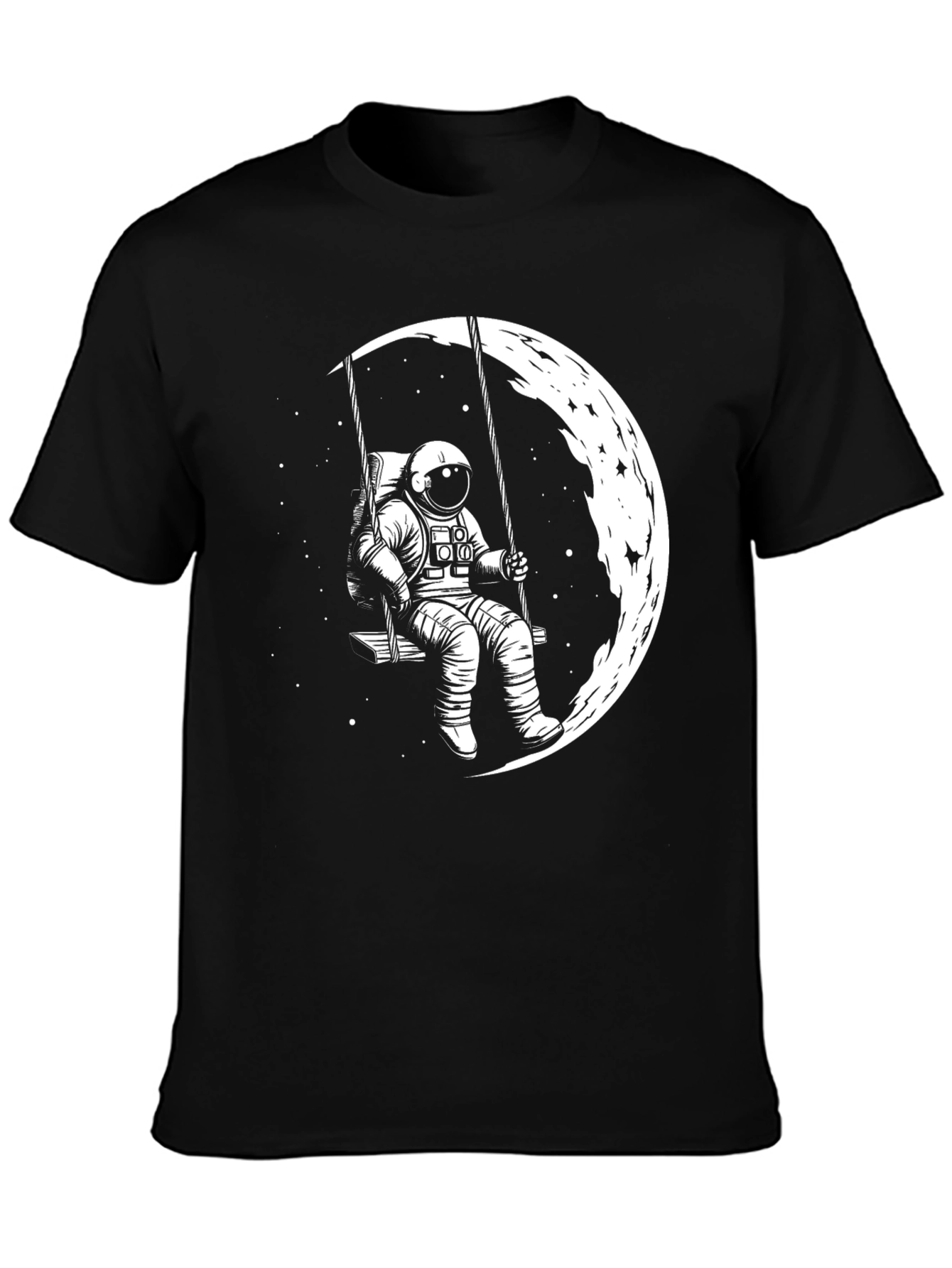 Astronaut Moon Swing Black T-Shirt