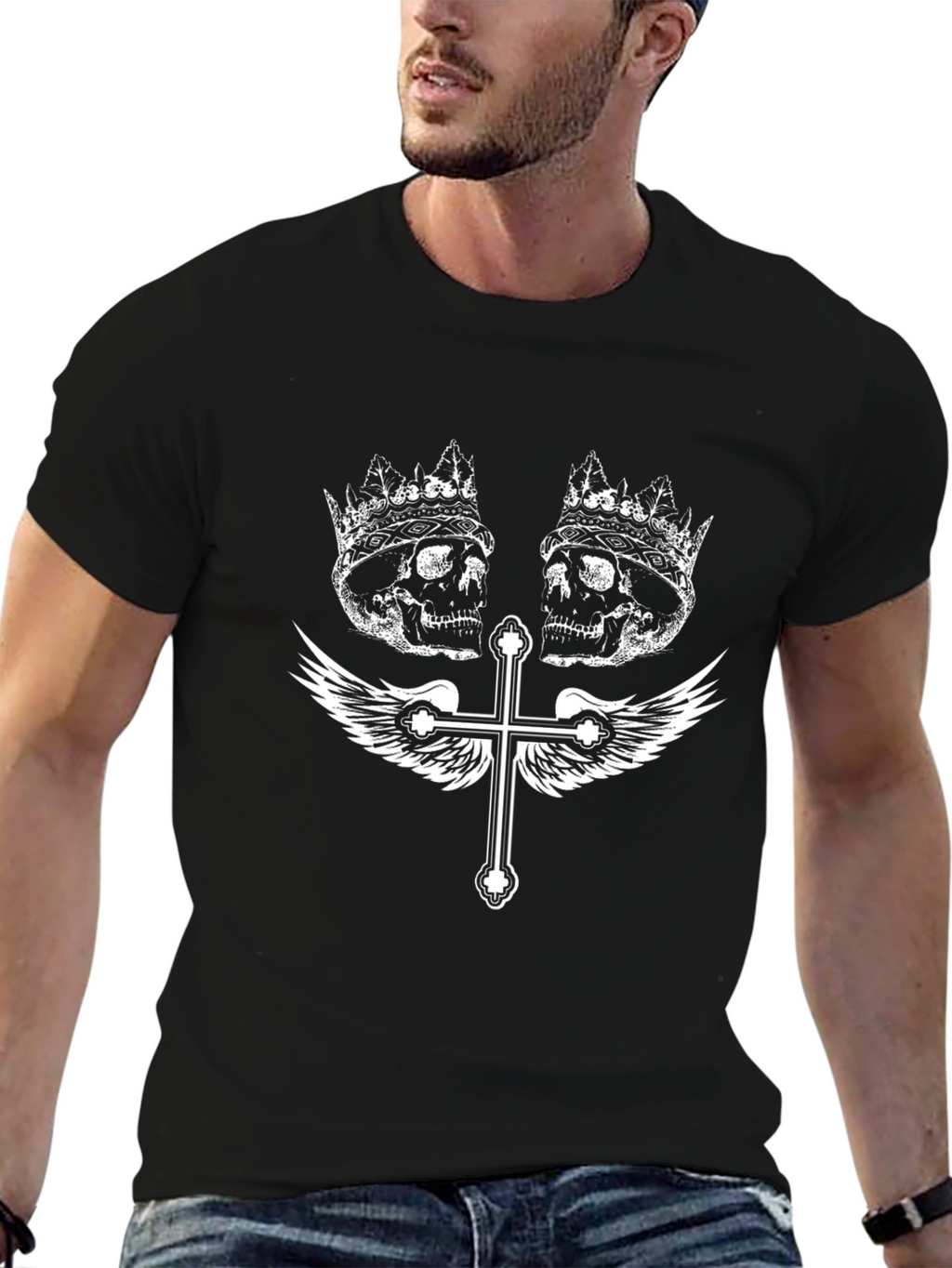 Skull & Cross Wings Graphic T-Shirt