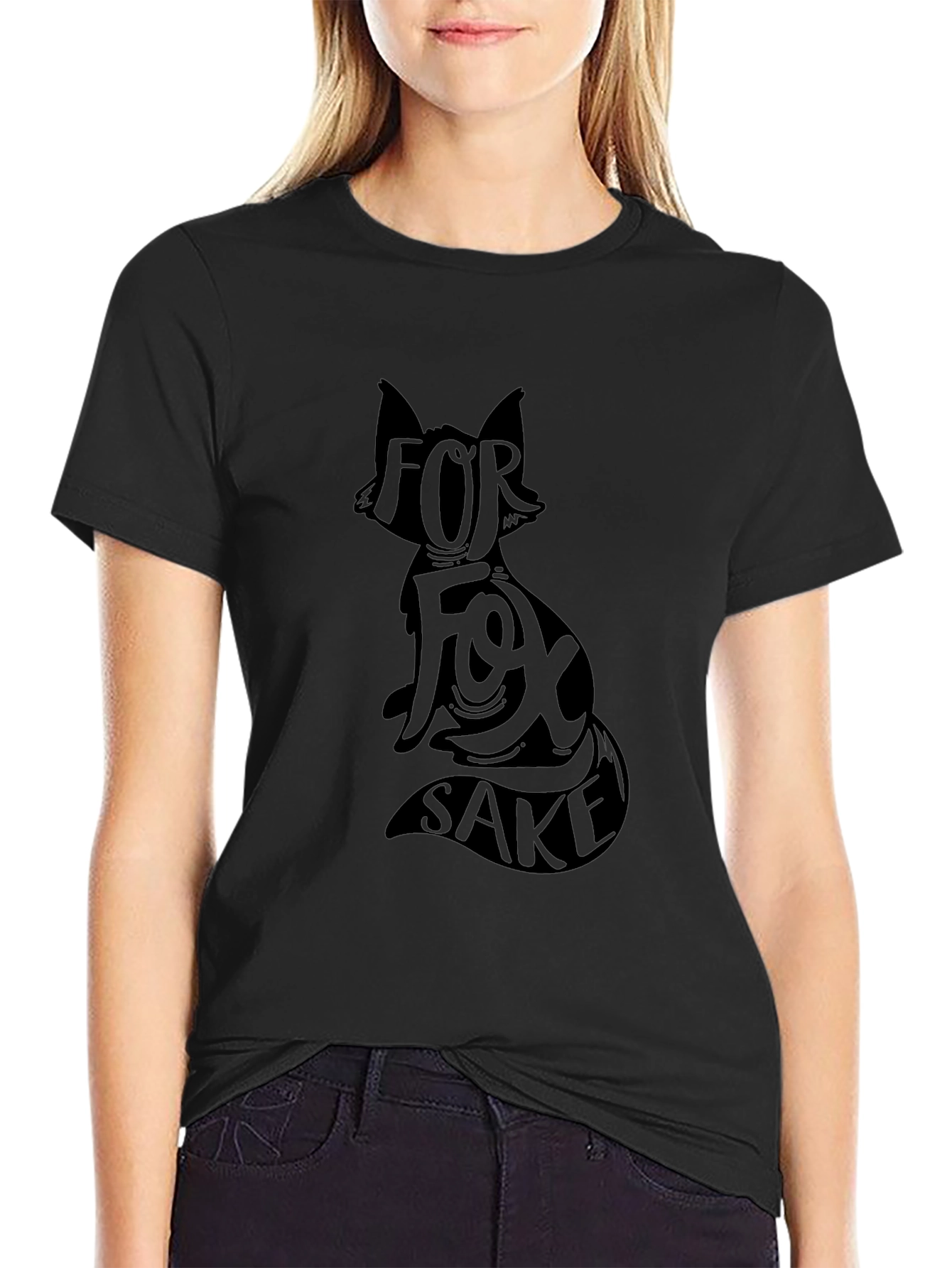 For Fox Sake Graphic T-Shirt - Black Cotton Tee