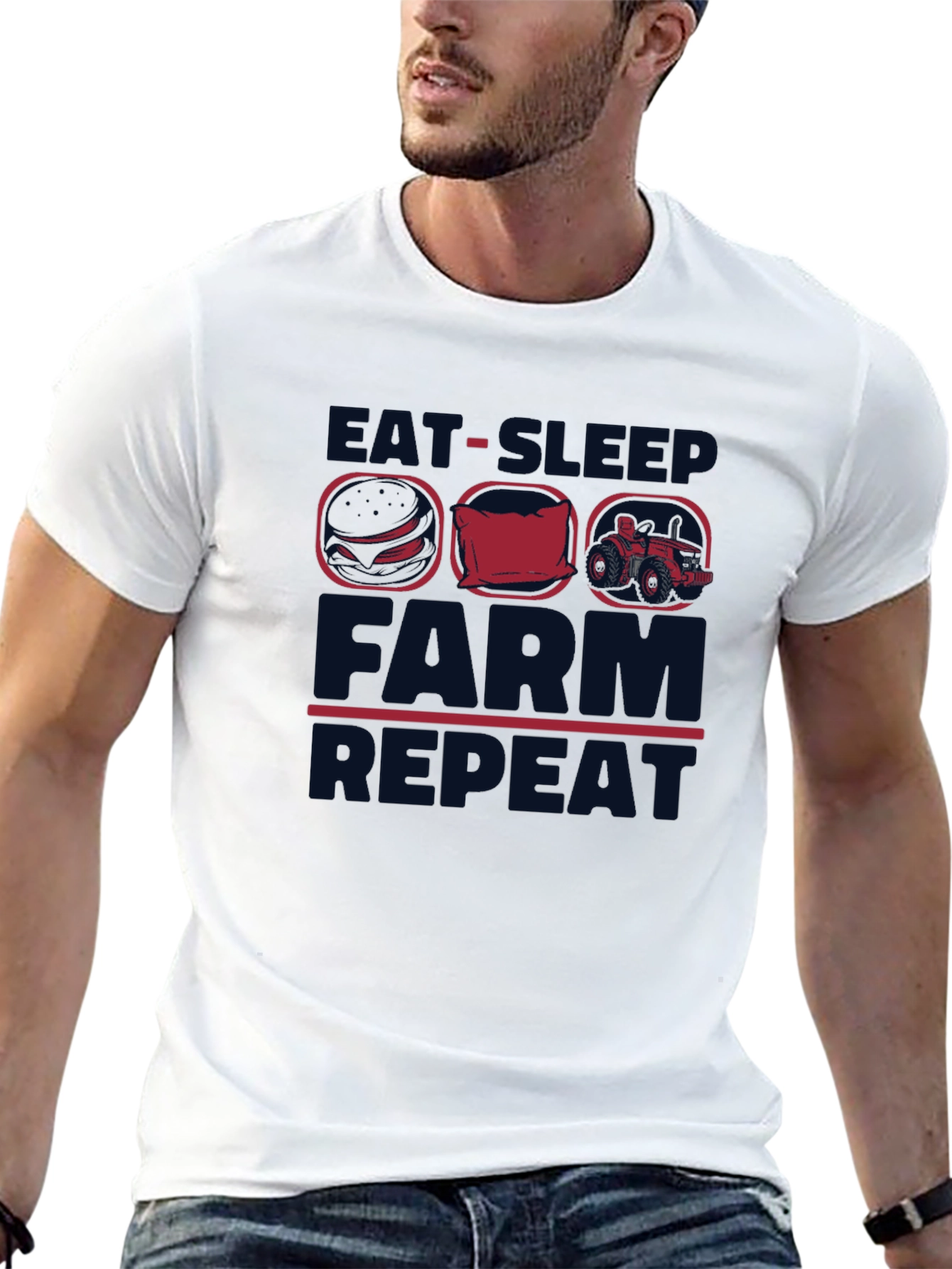 Eat Sleep Farm Repeat Graphic Tee