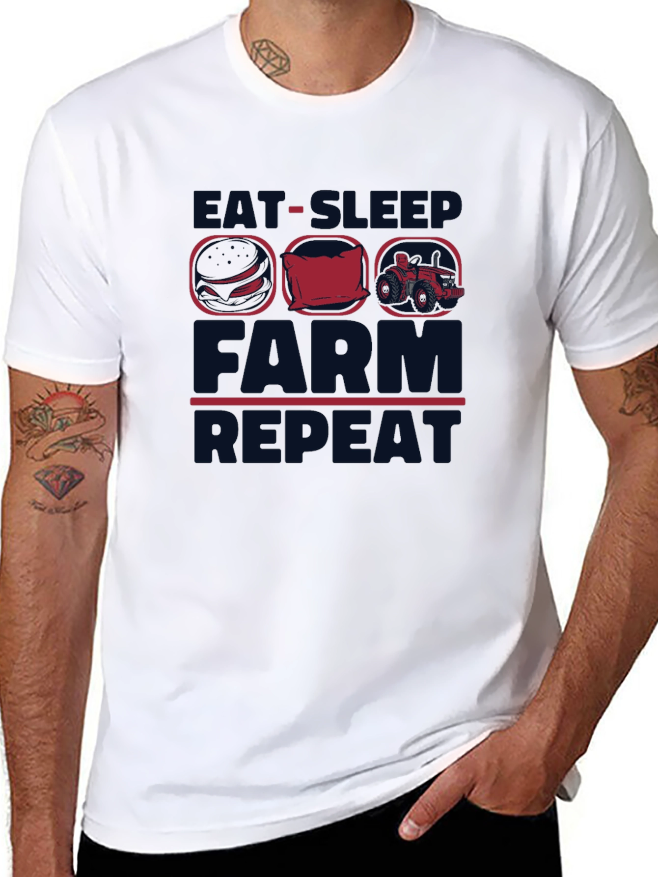 Eat Sleep Farm Repeat Graphic Tee