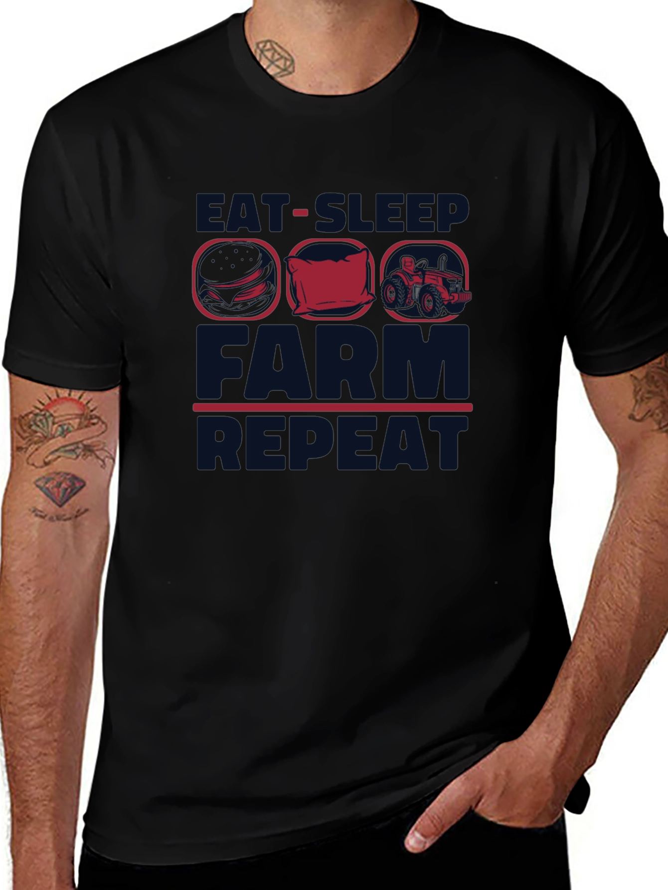 Eat Sleep Farm Repeat Graphic Tee