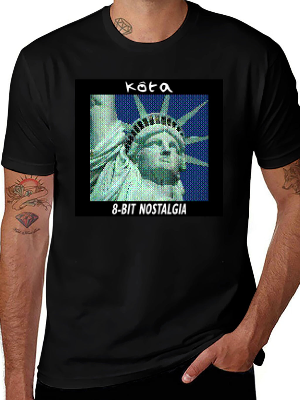 Retro 8-Bit Nostalgia Statue of Liberty Graphic Tee