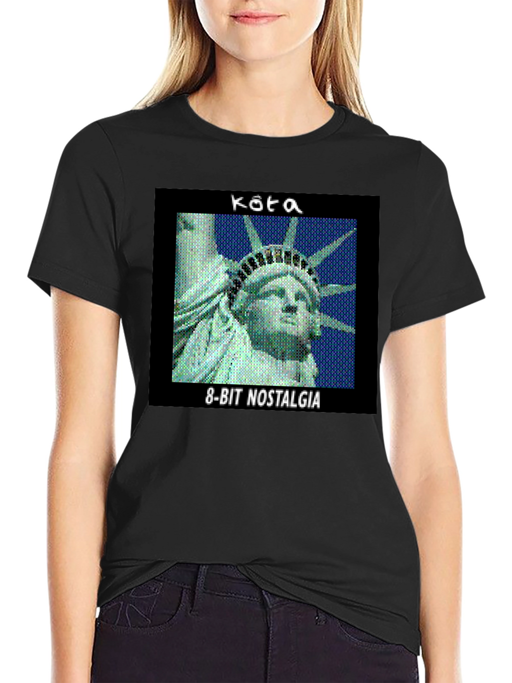 Retro 8-Bit Nostalgia Statue of Liberty Graphic Tee