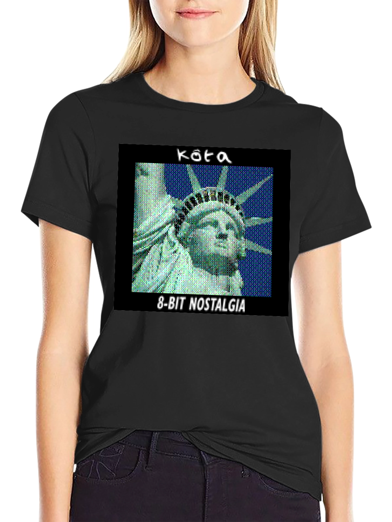 Retro 8-Bit Nostalgia Statue of Liberty Graphic Tee