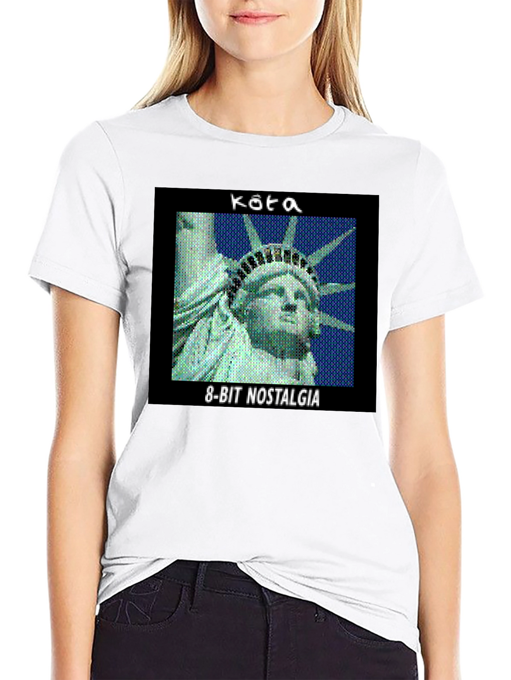 Retro 8-Bit Nostalgia Statue of Liberty Graphic Tee