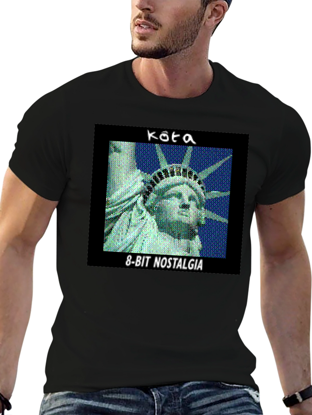 Retro 8-Bit Nostalgia Statue of Liberty Graphic Tee