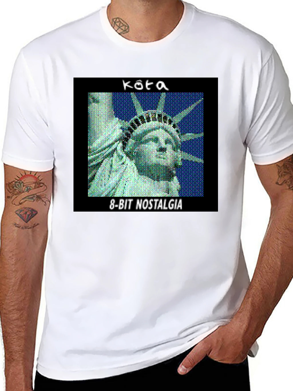 Retro 8-Bit Nostalgia Statue of Liberty Graphic Tee