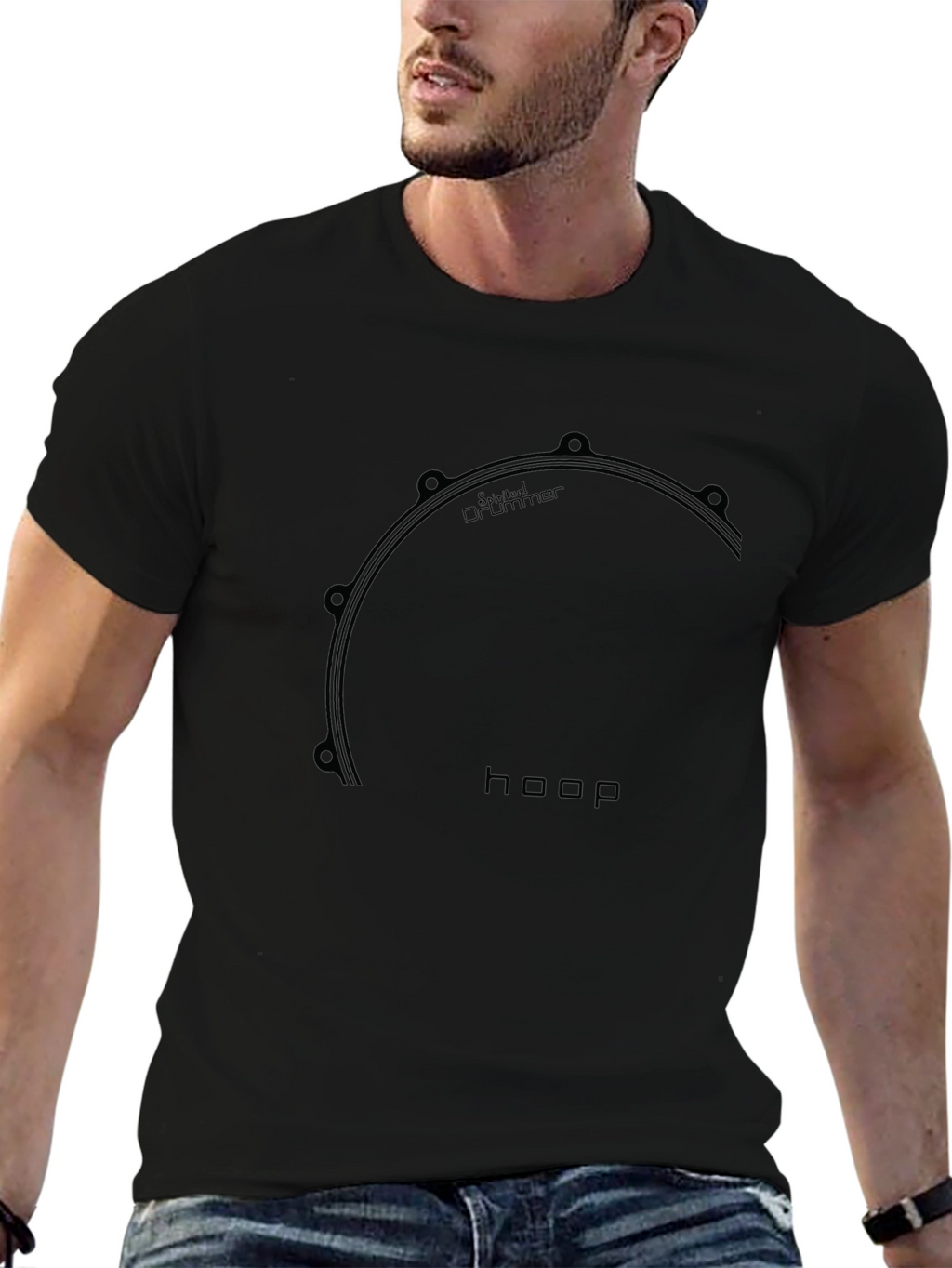 Cool Black Drummer Hoop T-Shirt