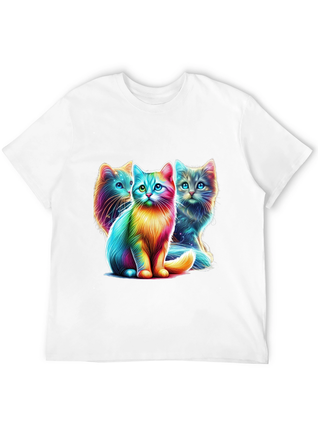 Vibrant Rainbow Cats Graphic Tee - Stylish Comfort