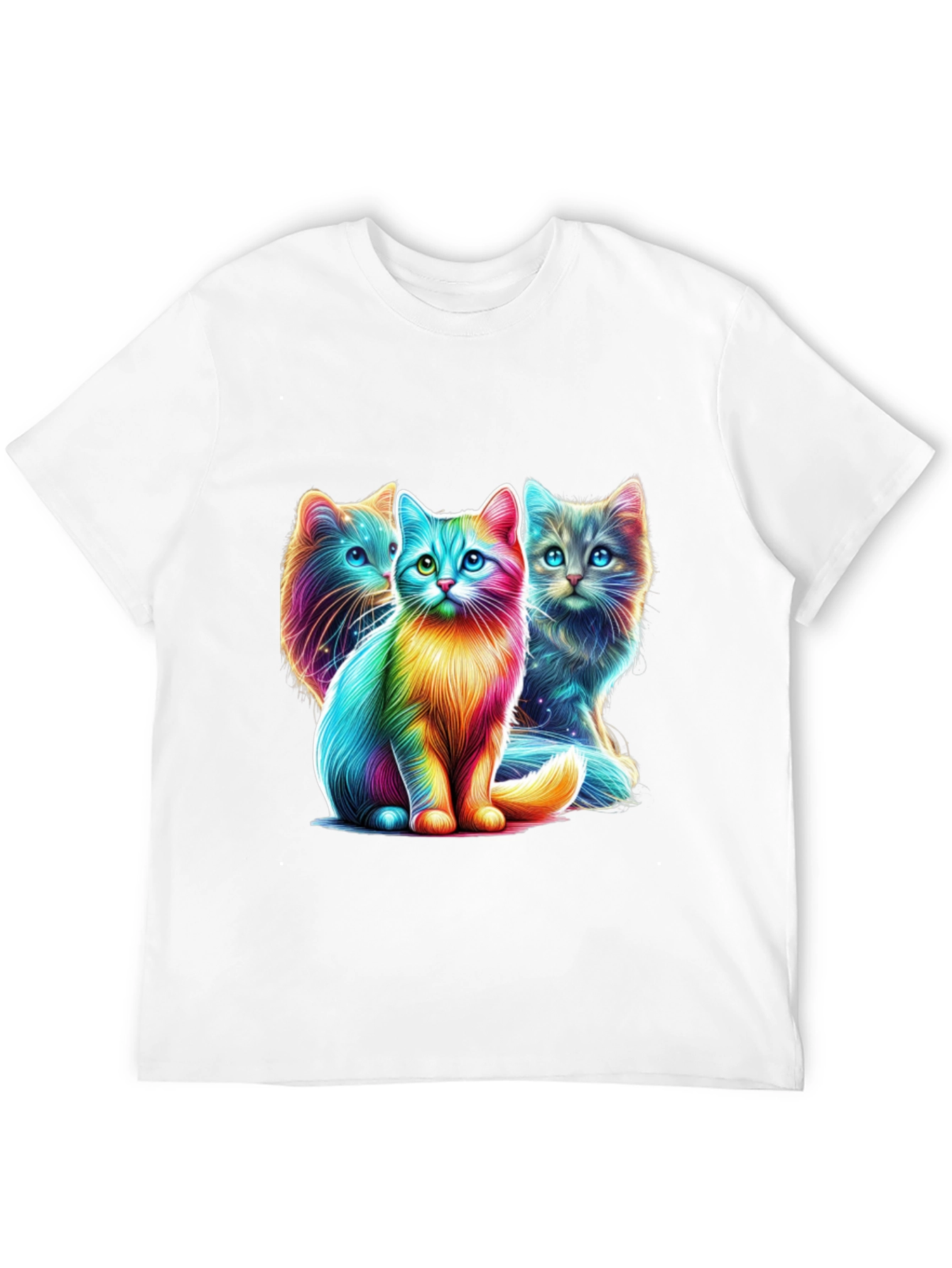 Vibrant Rainbow Cats Graphic Tee - Stylish Comfort