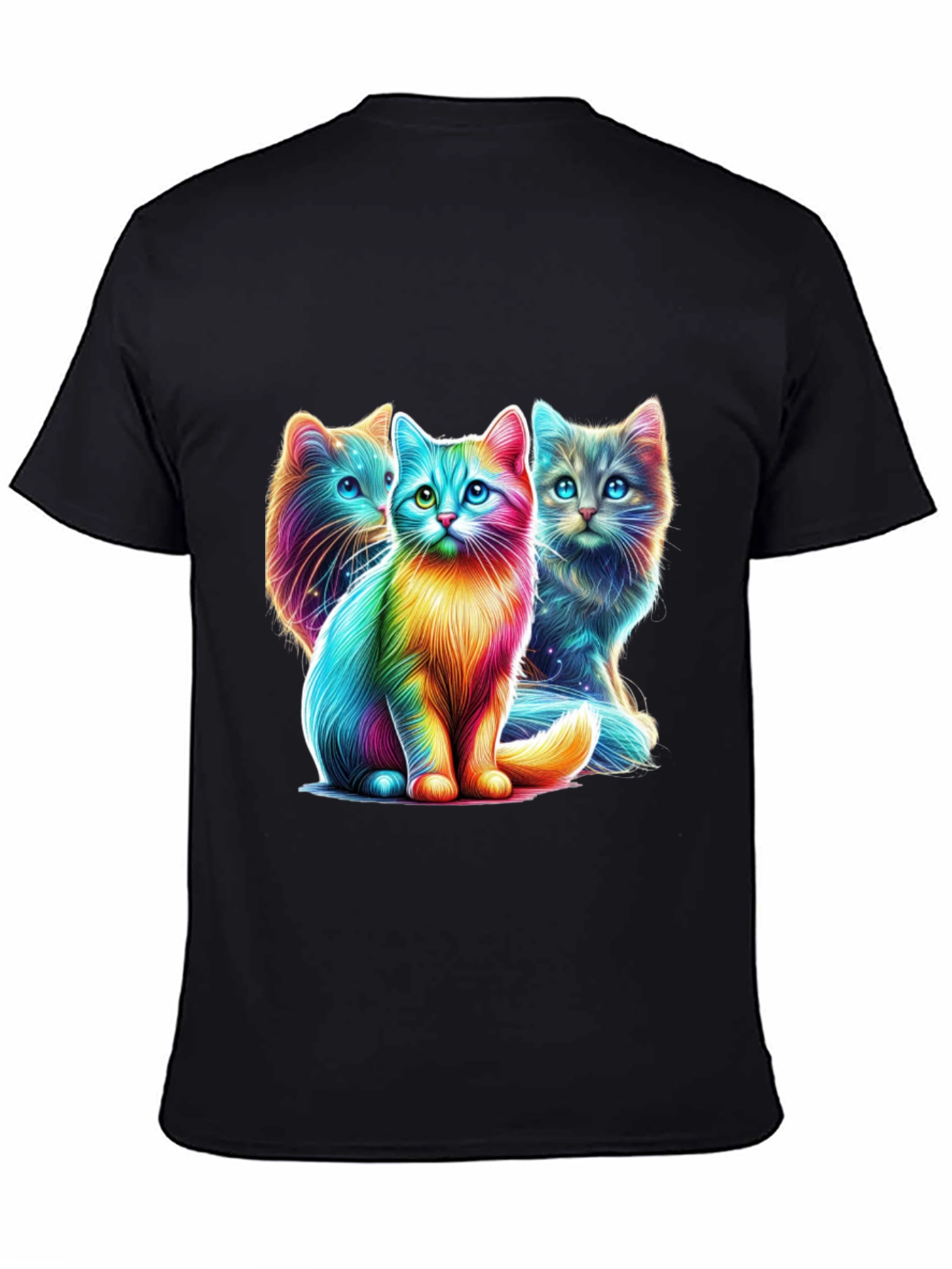 Vibrant Rainbow Cats Graphic Tee - Stylish Comfort