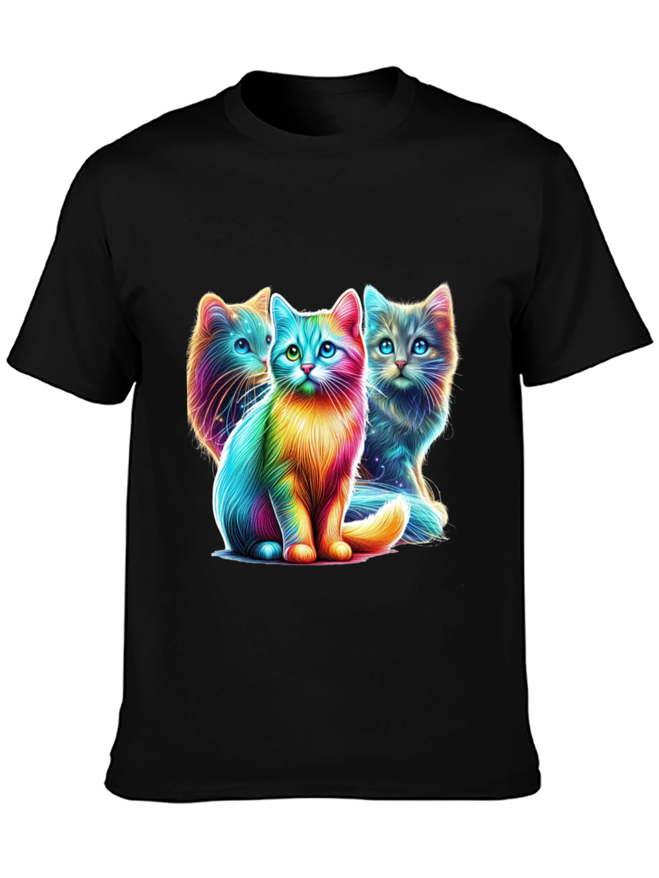 Vibrant Rainbow Cats Graphic Tee - Stylish Comfort