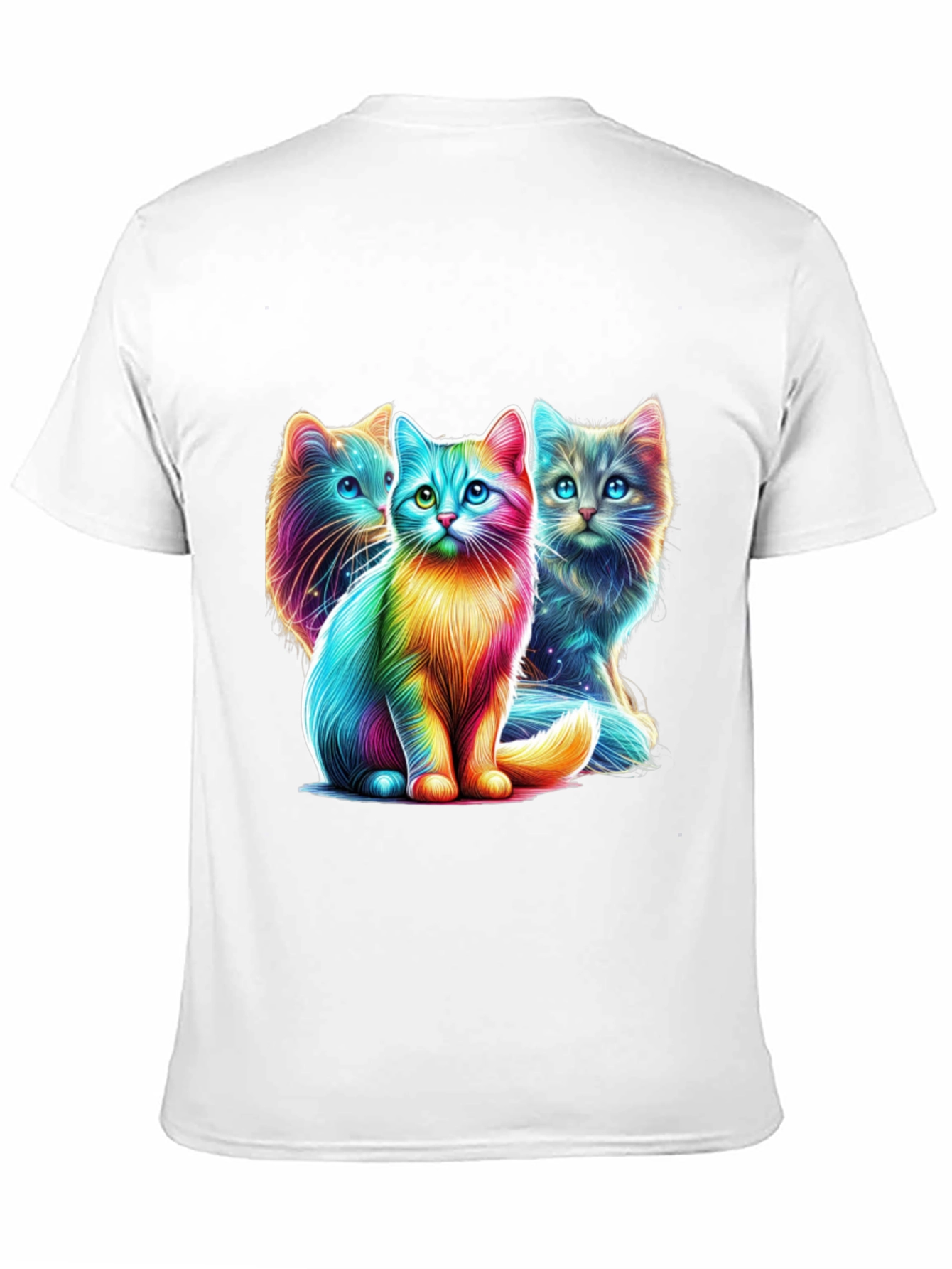 Vibrant Rainbow Cats Graphic Tee - Stylish Comfort