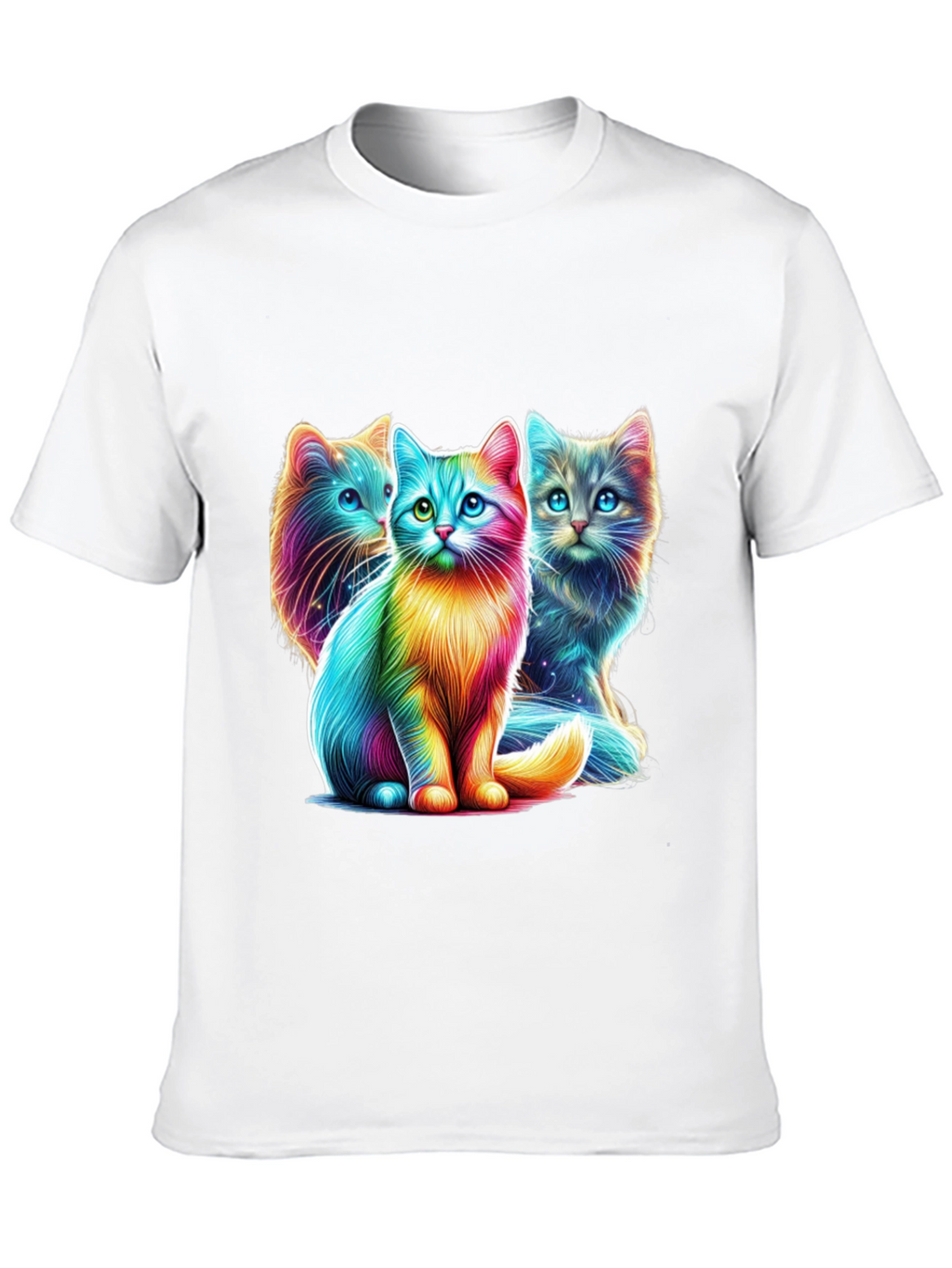 Vibrant Rainbow Cats Graphic Tee - Stylish Comfort