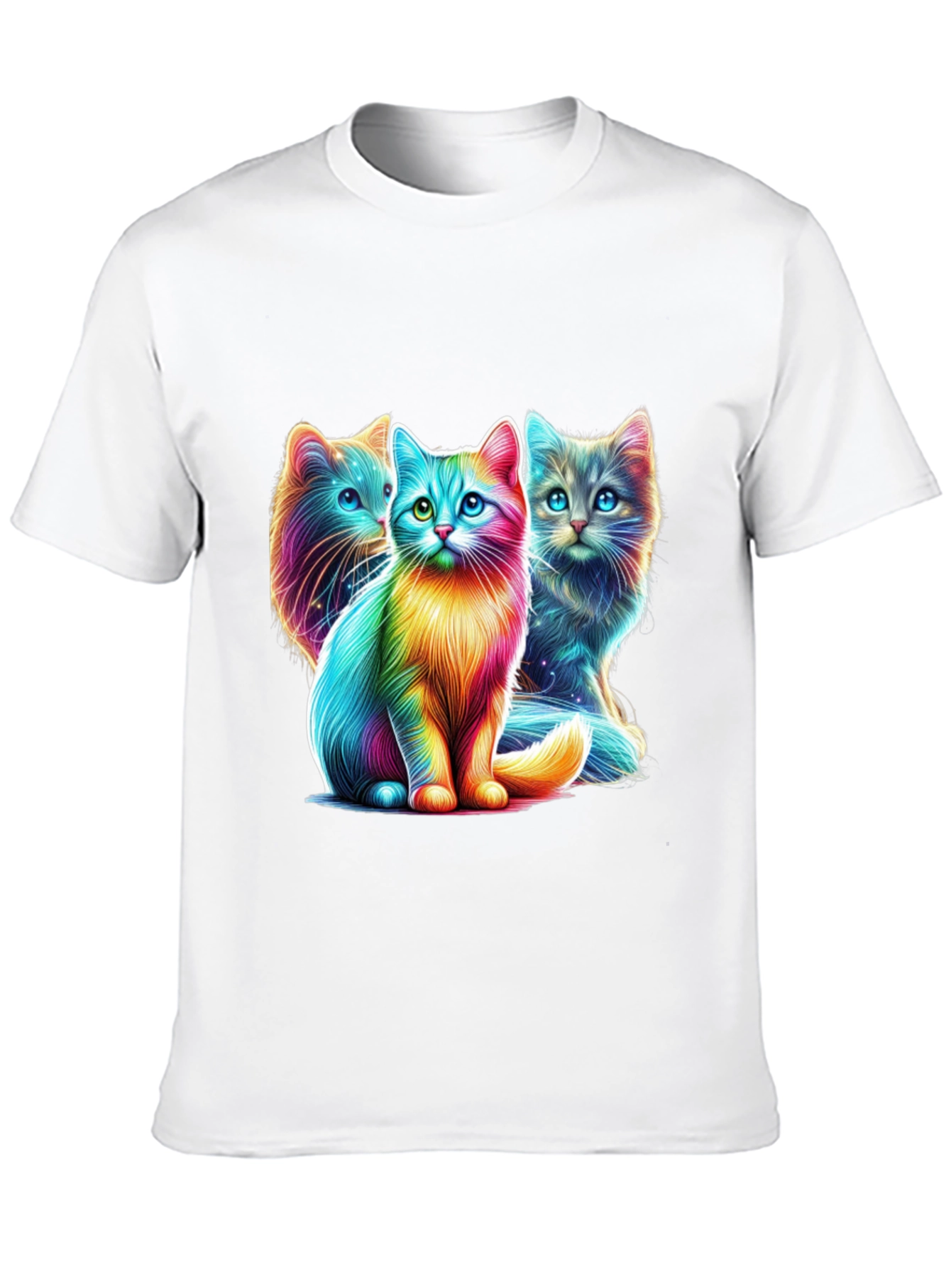 Vibrant Rainbow Cats Graphic Tee - Stylish Comfort