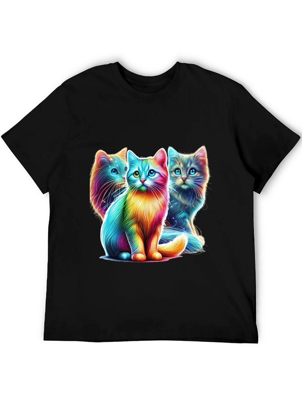 Vibrant Rainbow Cats Graphic Tee - Stylish Comfort