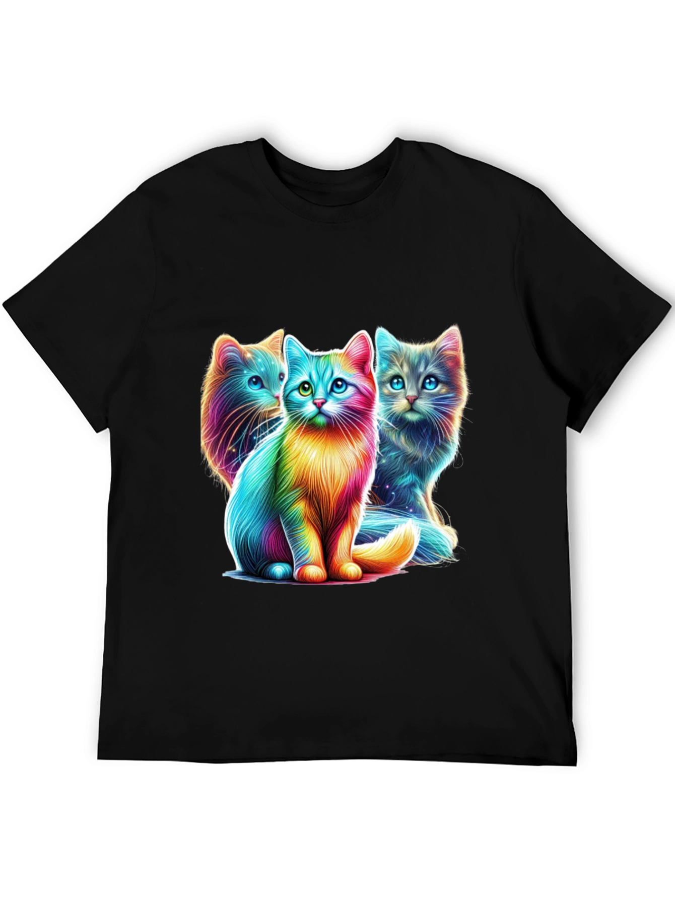 Vibrant Rainbow Cats Graphic Tee - Stylish Comfort