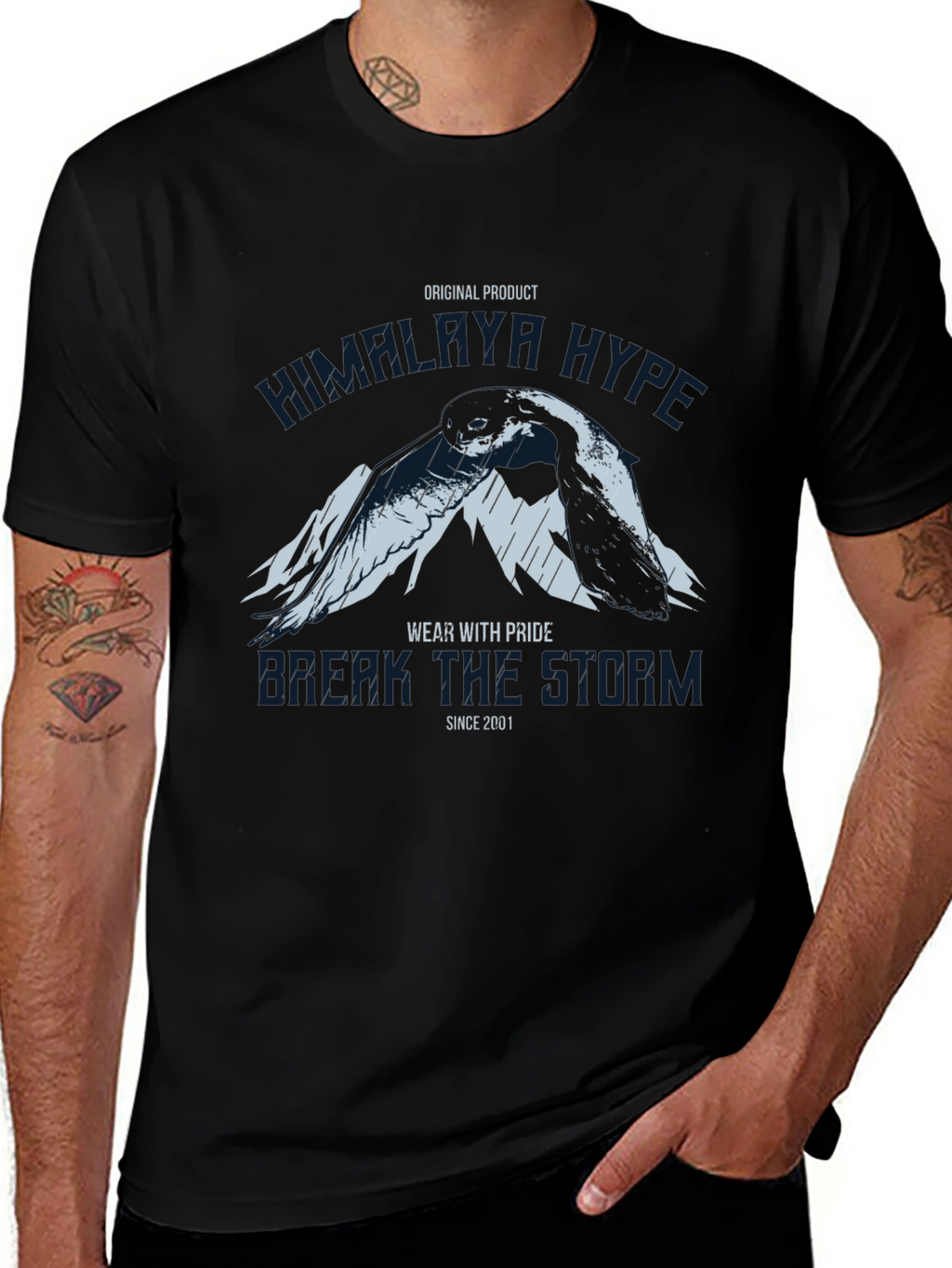 Himalaya Hype Graphic Print Black T-Shirt