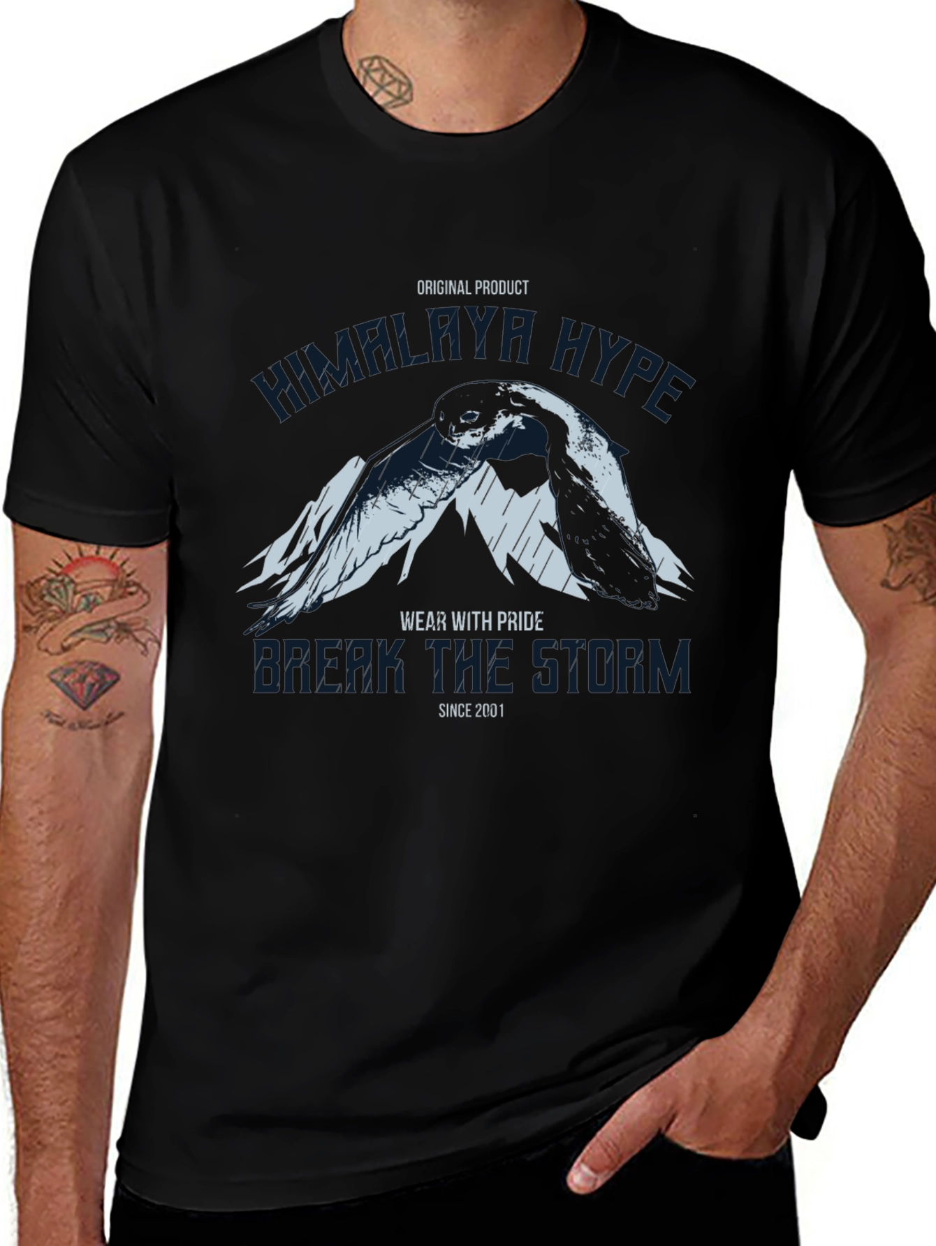 Himalaya Hype Graphic Print Black T-Shirt