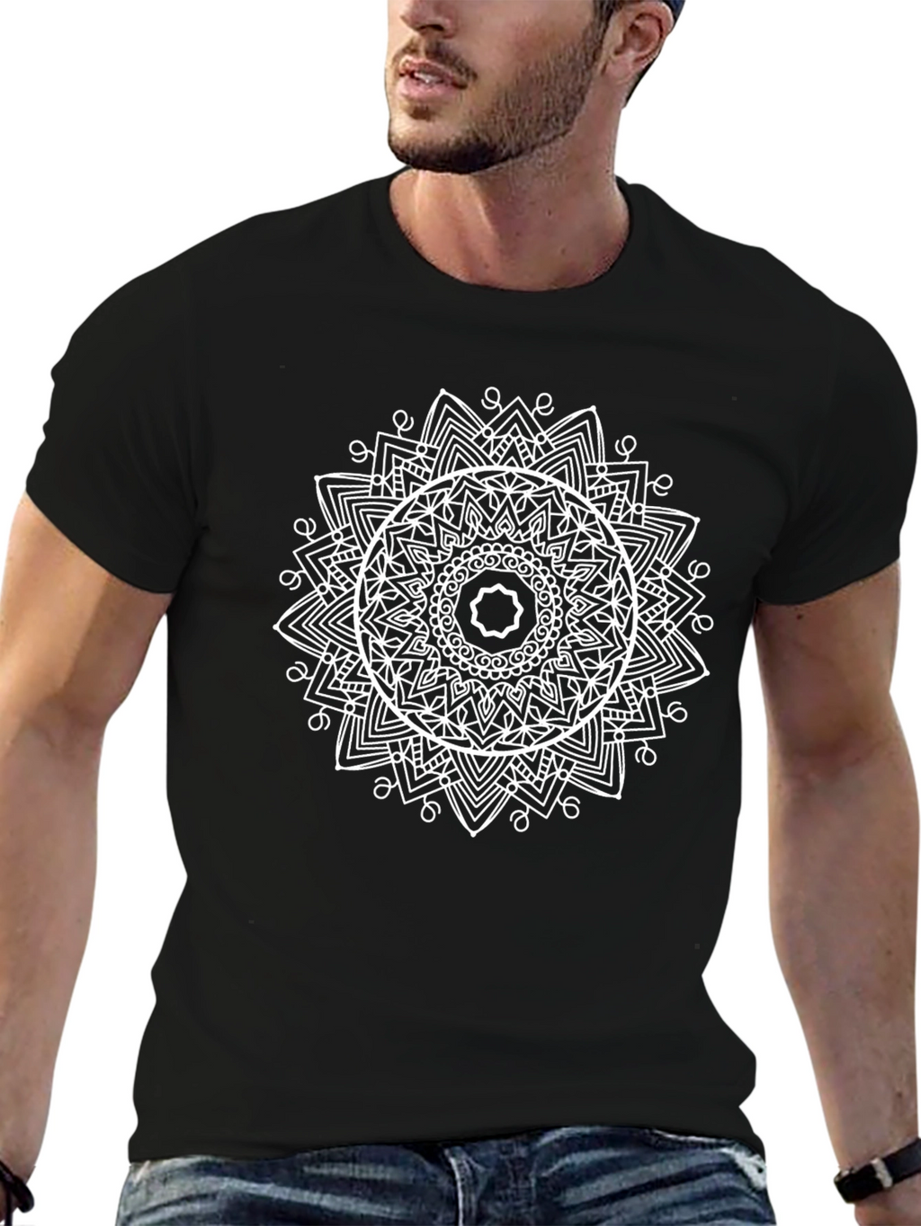 Mandala Graphic Print Crew Neck T-Shirt