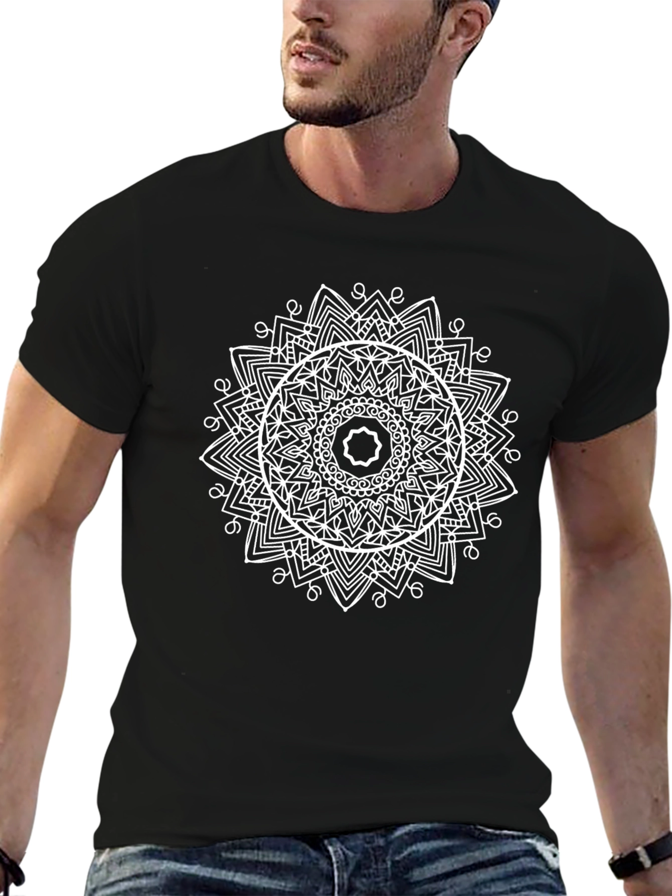 Mandala Graphic Print Crew Neck T-Shirt