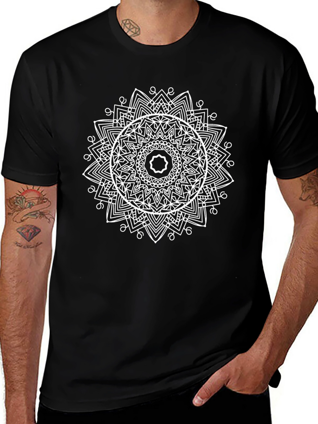 Mandala Graphic Print Crew Neck T-Shirt