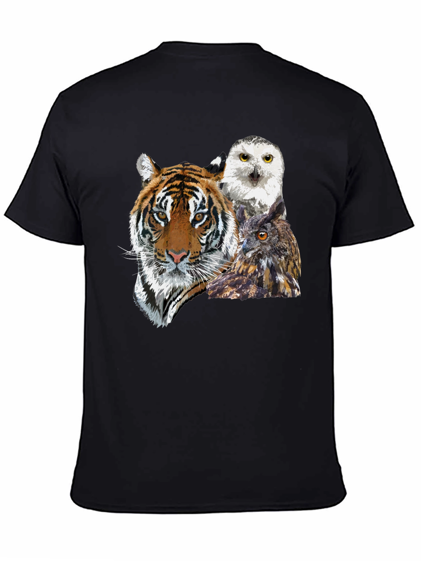 Tiger and Owl Graphic Tee - Mens Black T-Shirt