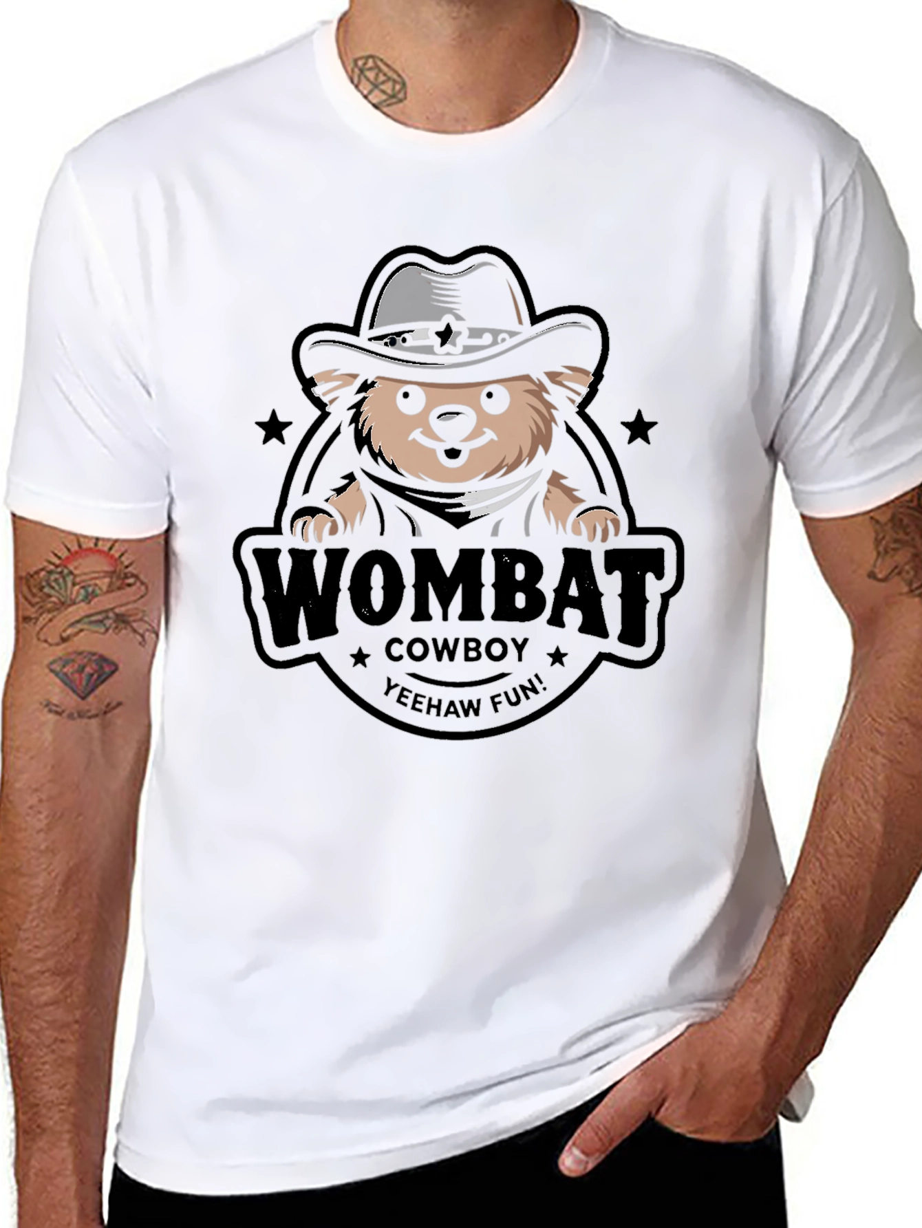 Wombat Cowboy T-Shirt - Yeehaw Fun!