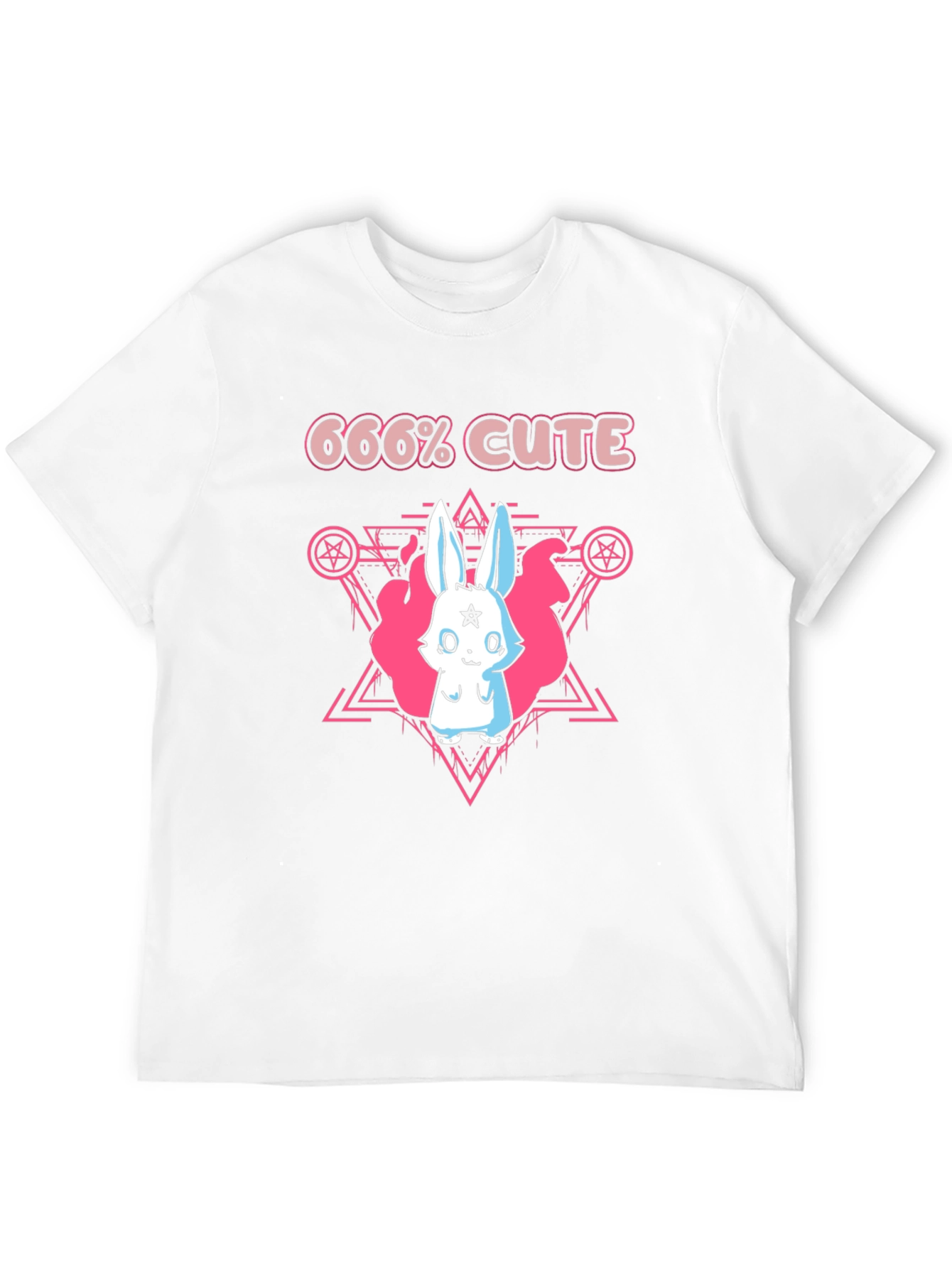 666% Cute Rabbit Graphic Tee - Black Cotton Shirt