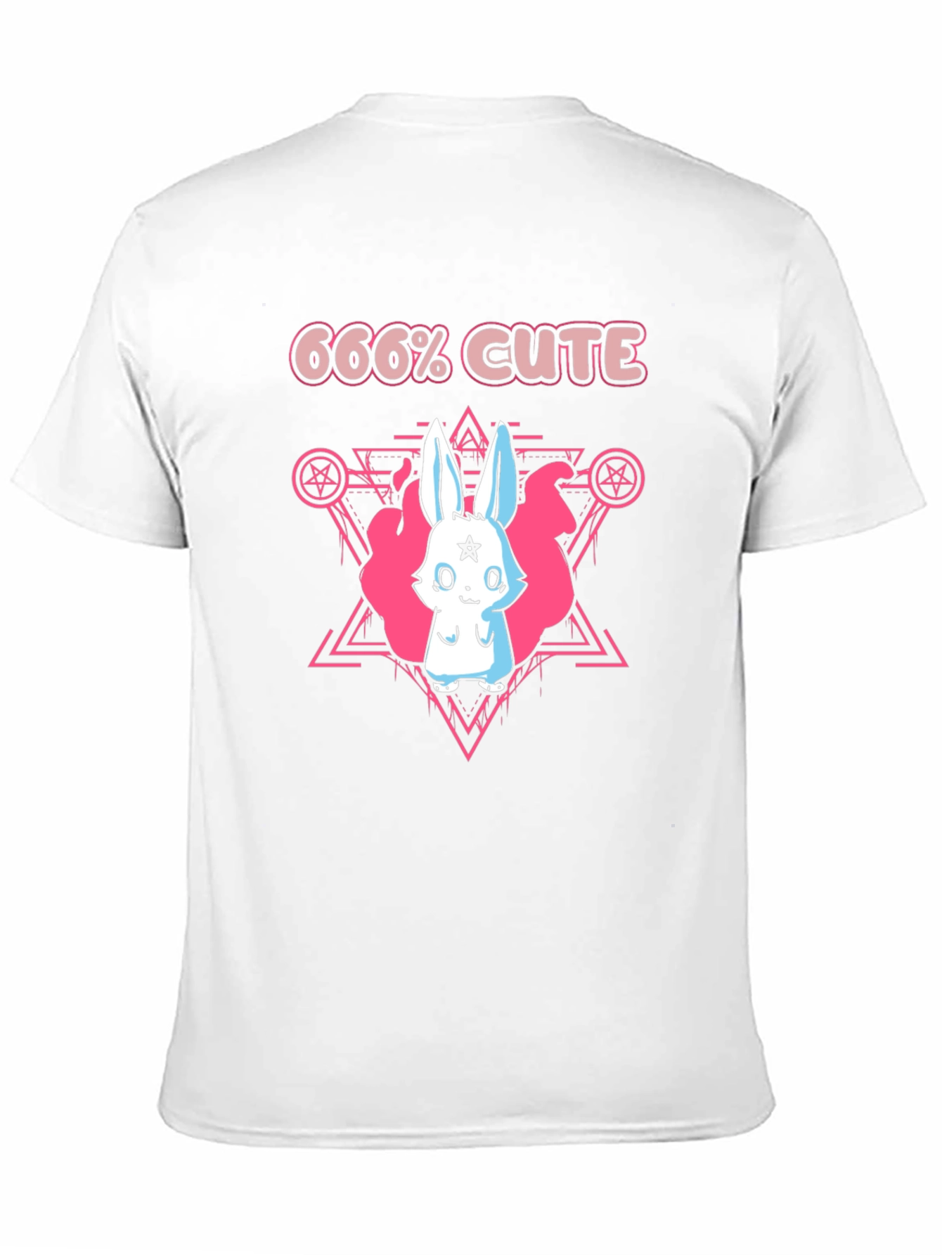 666% Cute Rabbit Graphic Tee - Black Cotton Shirt