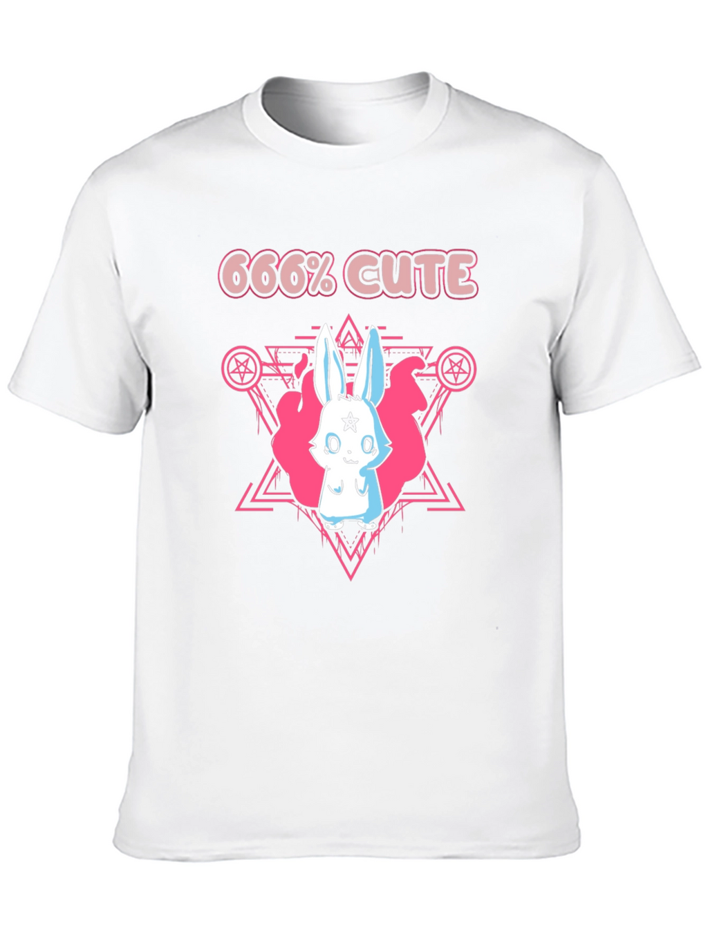 666% Cute Rabbit Graphic Tee - Black Cotton Shirt