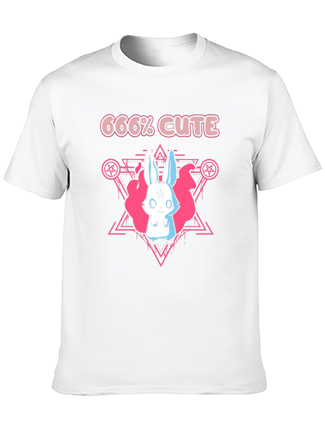 666% Cute Rabbit Graphic Tee - Black Cotton Shirt