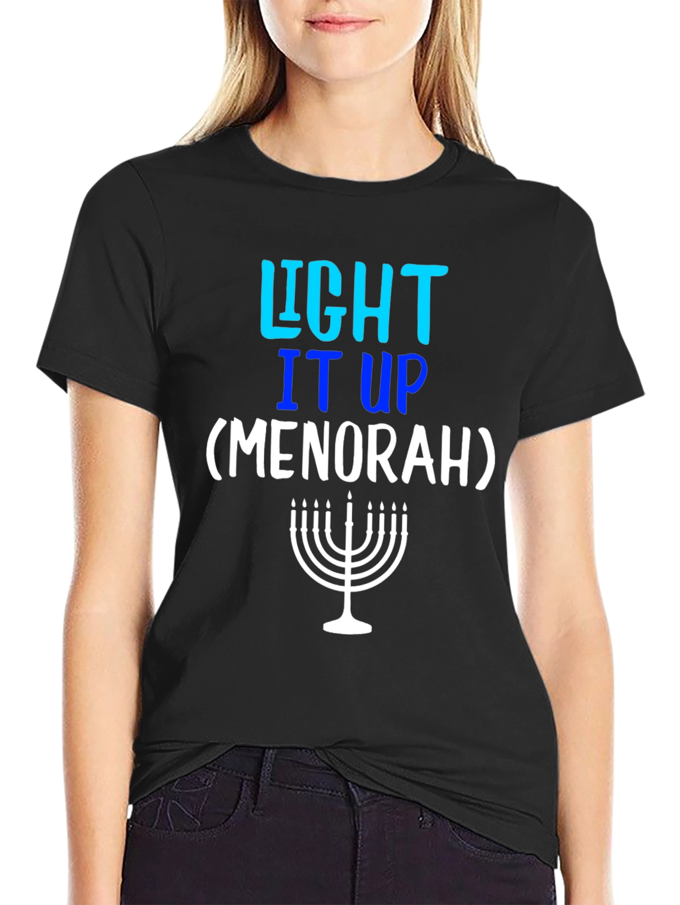Light It Up Menorah T-Shirt - Hanukkah Holiday Tee
