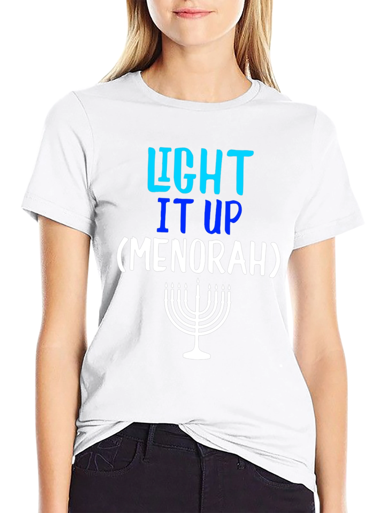 Light It Up Menorah T-Shirt - Hanukkah Holiday Tee