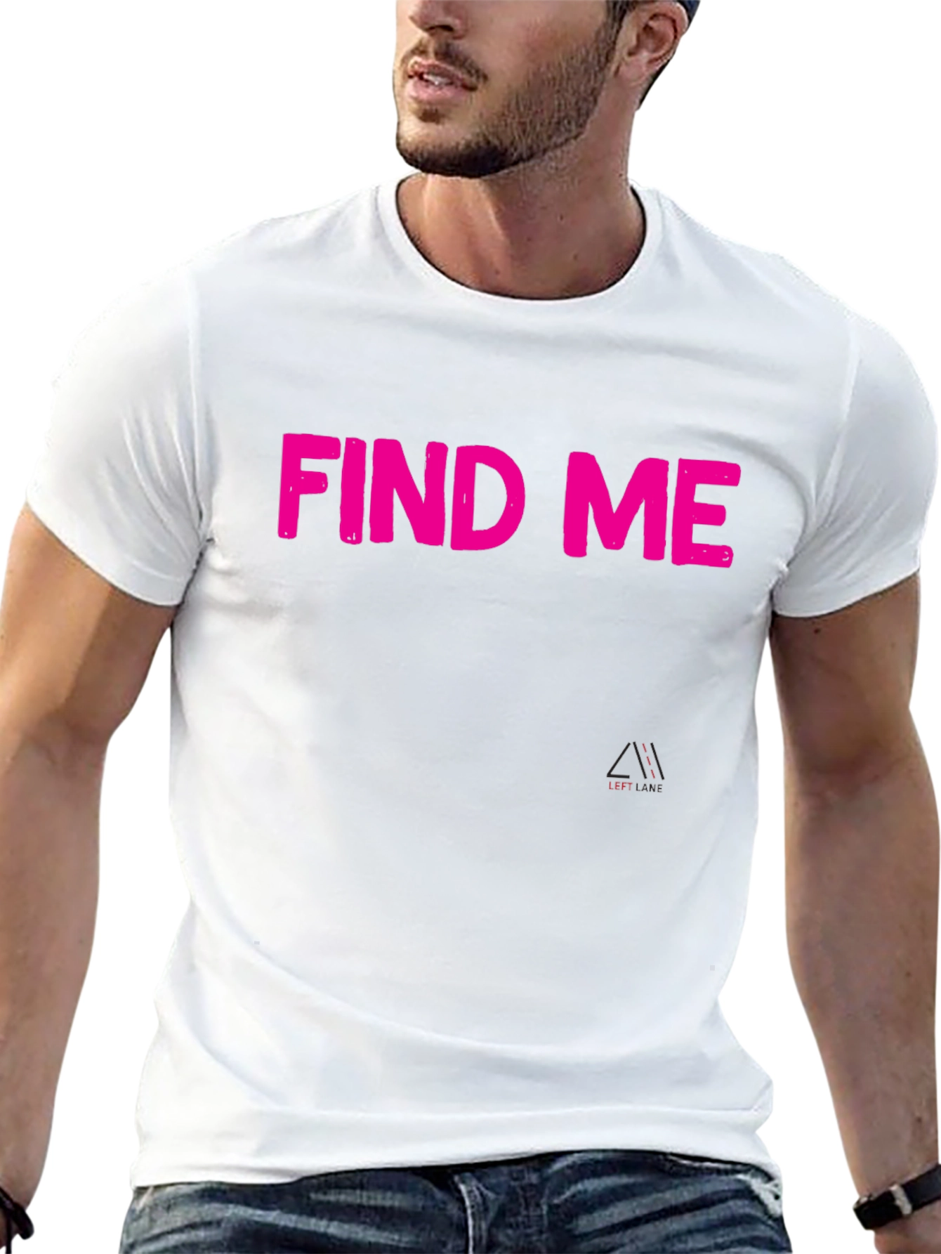 Find Me Pink Text Black T-Shirt