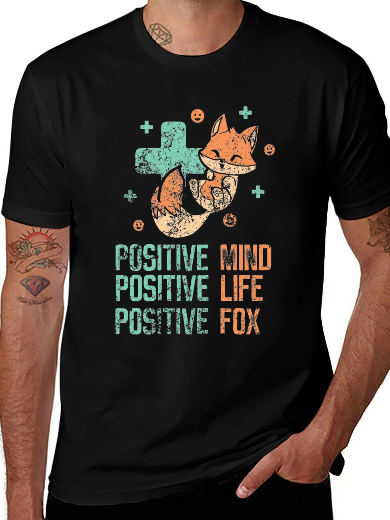 Positive Fox Graphic Tee - Black Unisex T-Shirt
