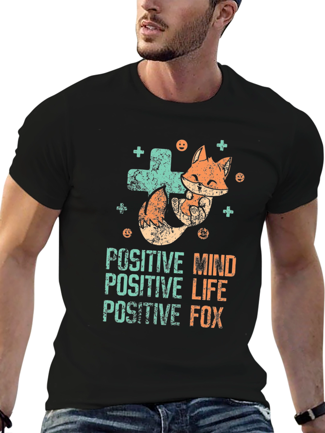 Positive Fox Graphic Tee - Black Unisex T-Shirt