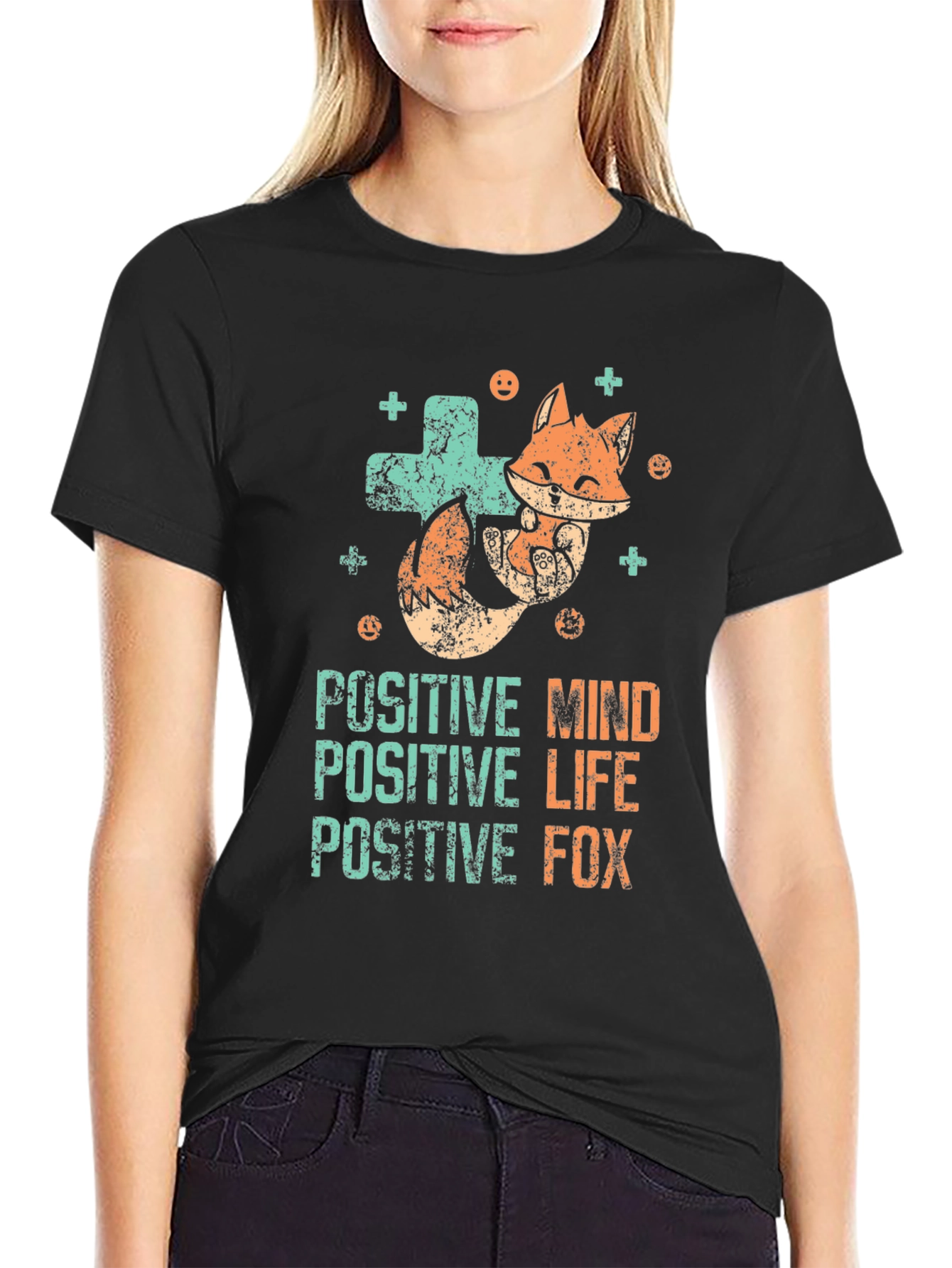 Positive Fox Graphic Tee - Black Unisex T-Shirt