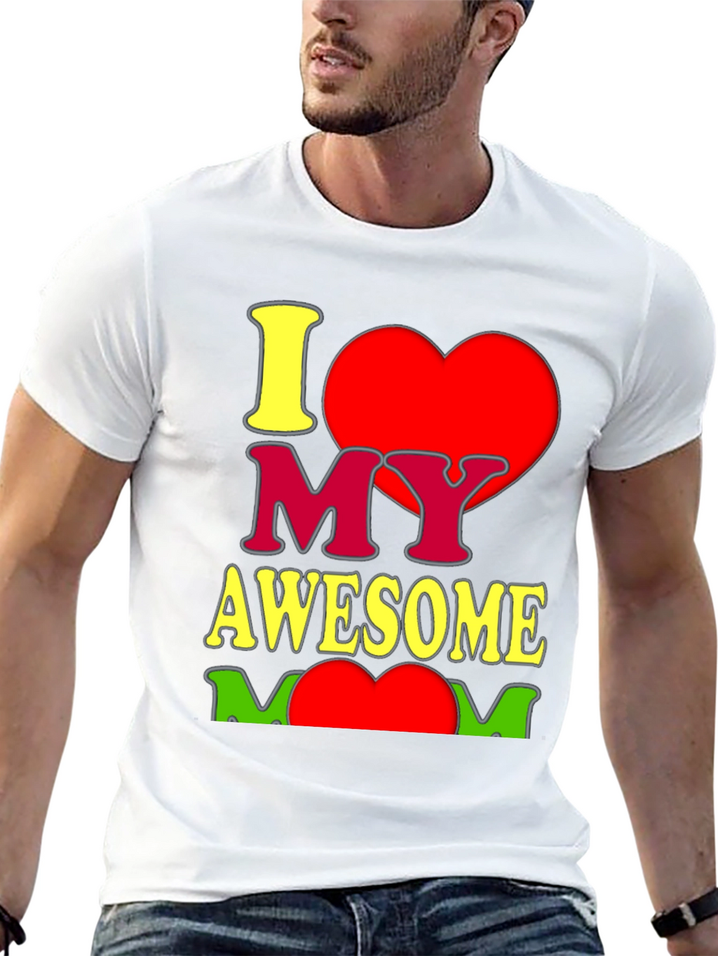 I Heart My Awesome Mom Graphic T-Shirt - Black