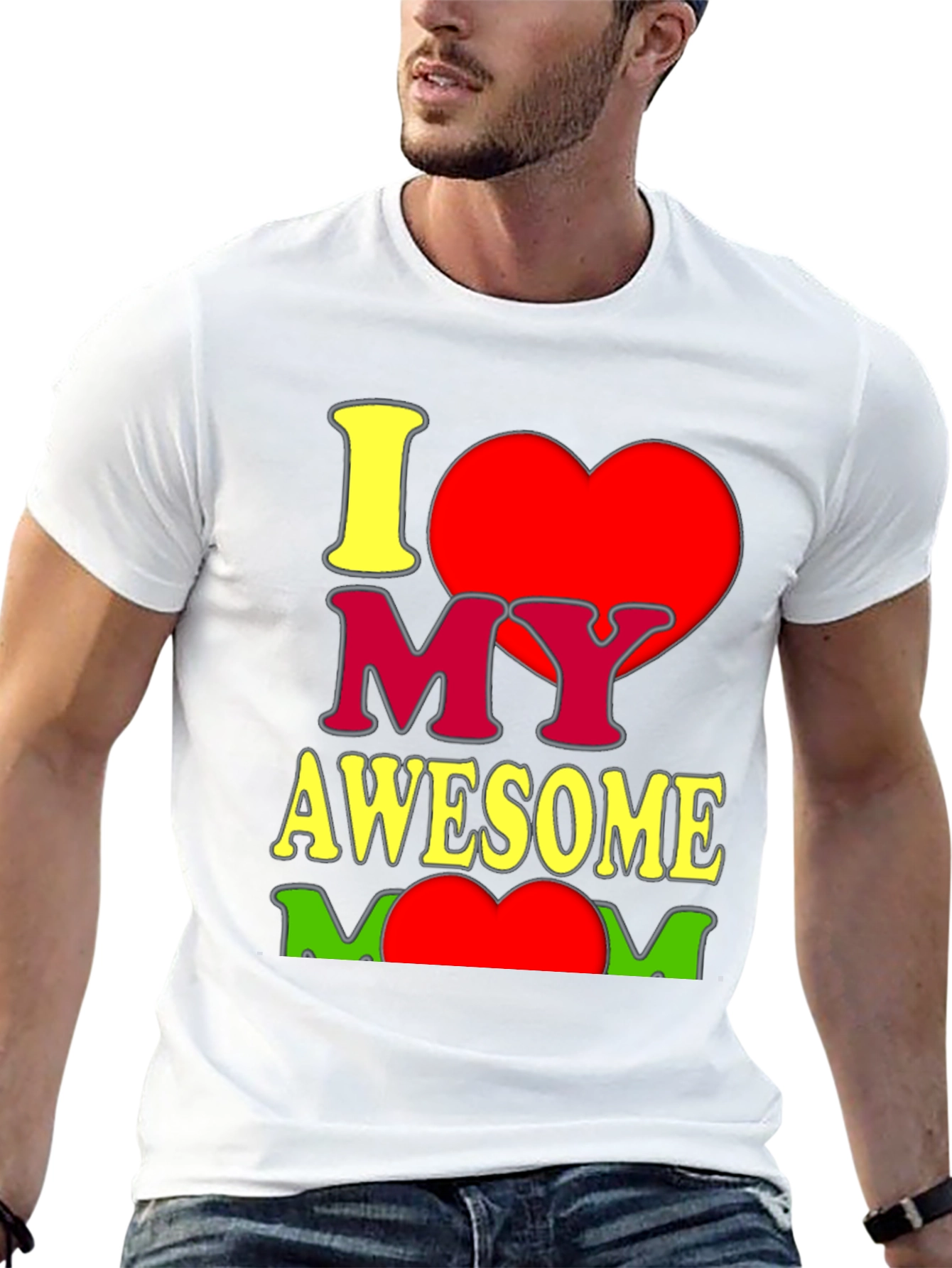 I Heart My Awesome Mom Graphic T-Shirt - Black