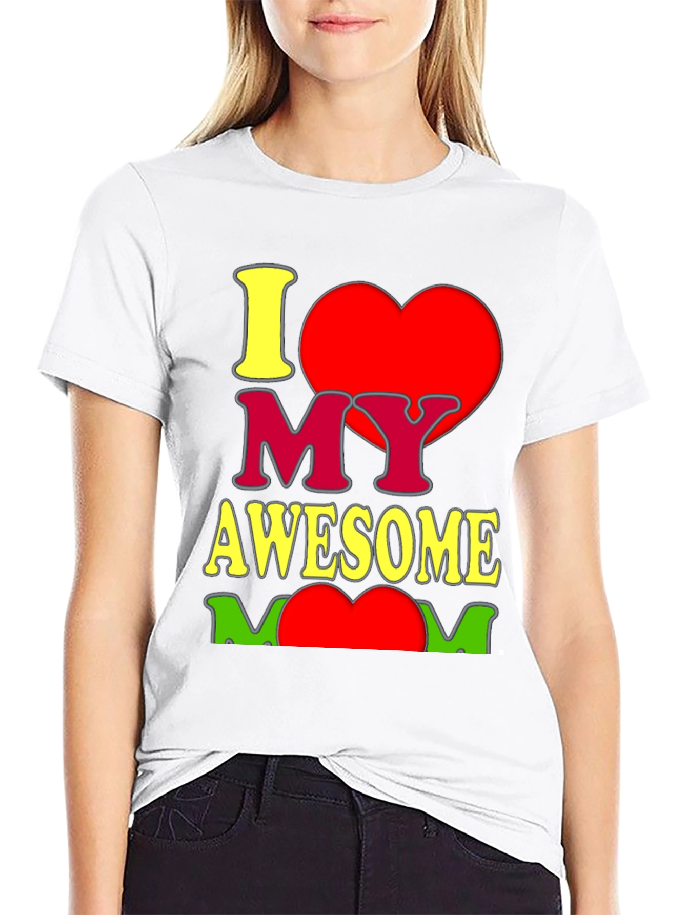 I Heart My Awesome Mom Graphic T-Shirt - Black